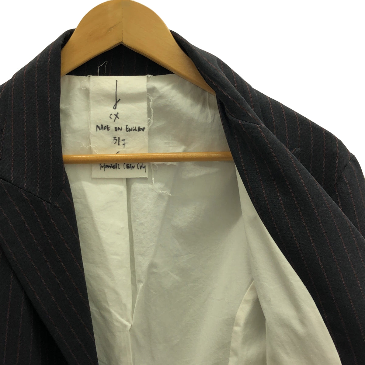 【美品】 JOHN ALEXANDER SKELTON / ジョンアレキサンダースケルトン | Pinstripe Jacket / シングルブレスト ジャケット | S | black /Bordeaux | メンズ