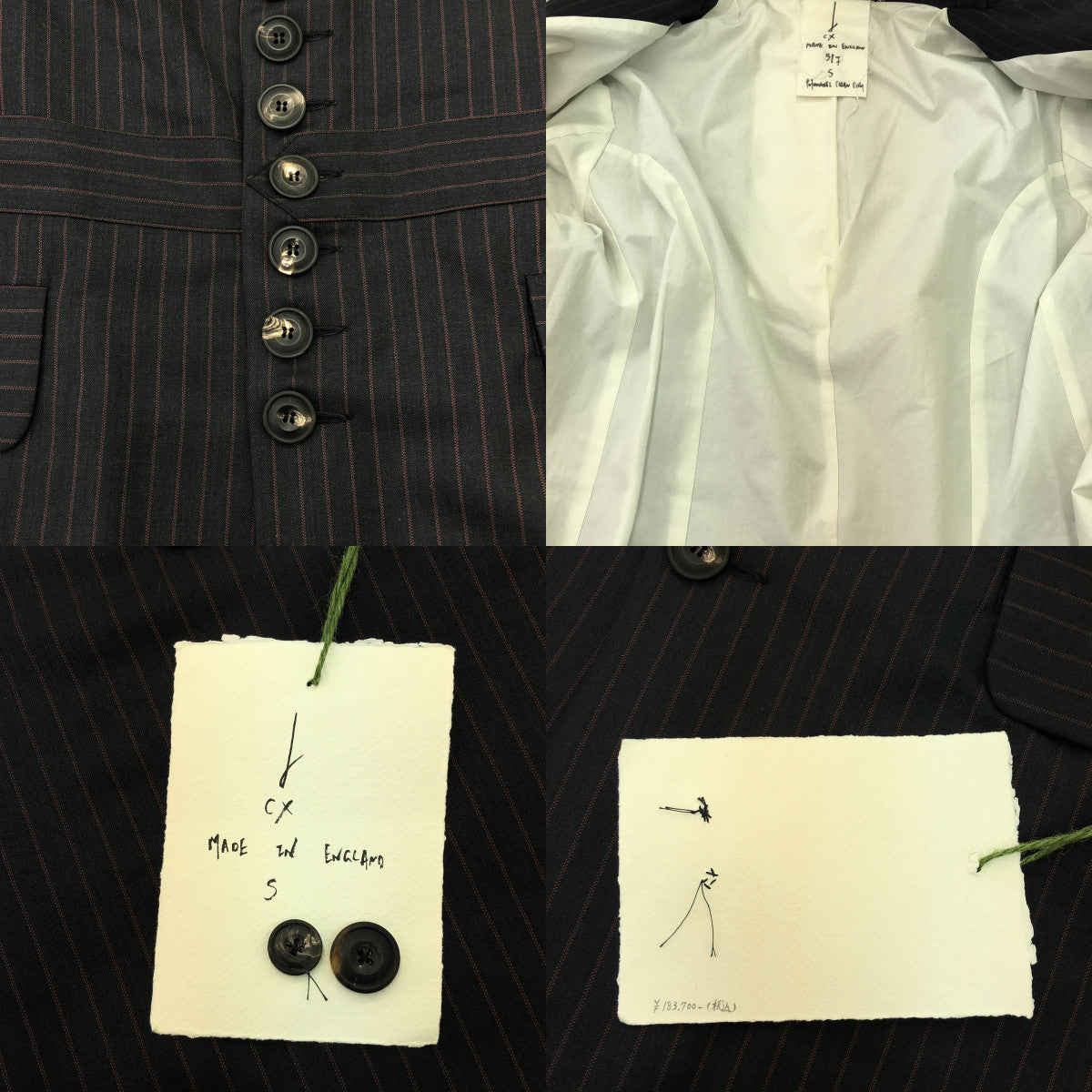 【美品】 JOHN ALEXANDER SKELTON / ジョンアレキサンダースケルトン | Pinstripe Jacket / シングルブレスト ジャケット | S | black /Bordeaux | メンズ