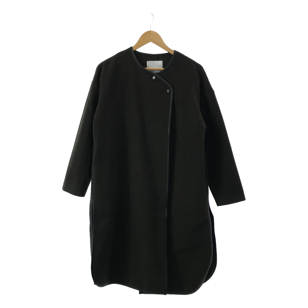 元帥 |羊毛滾邊無領長袍外套 | 1 |橄欖 |女性的