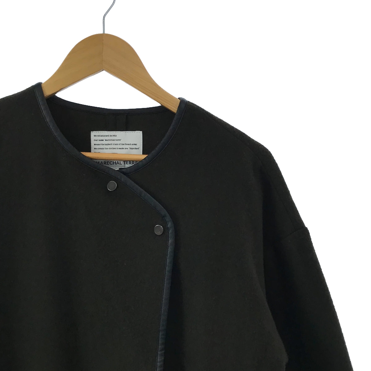 元帥 |羊毛滾邊無領長袍外套 | 1 |橄欖 |女性的