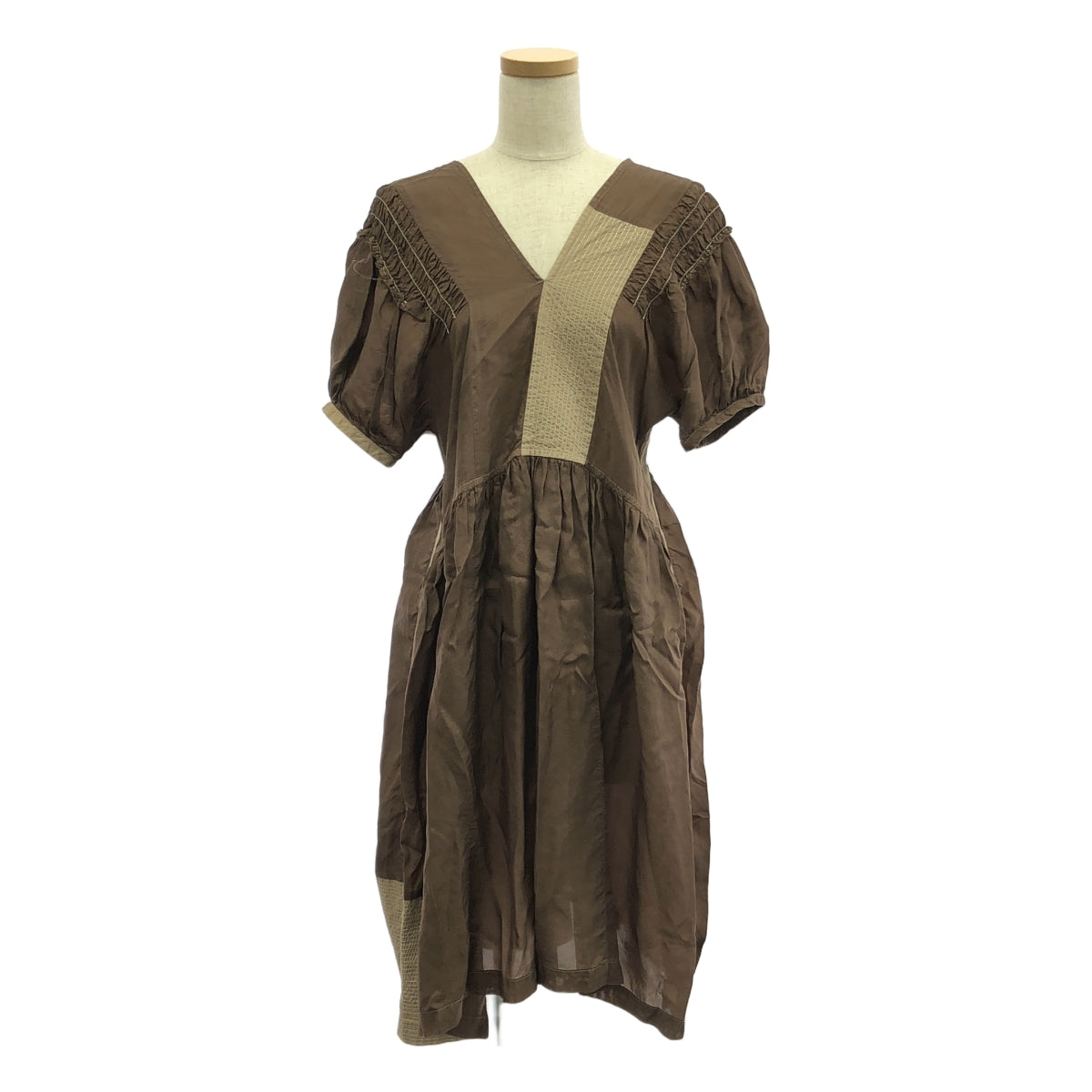 tricot COMME des GARCONS / トリココムデギャルソン | 2008SS | ギャザー パッチワーク Vネックワンピース | M | レディース