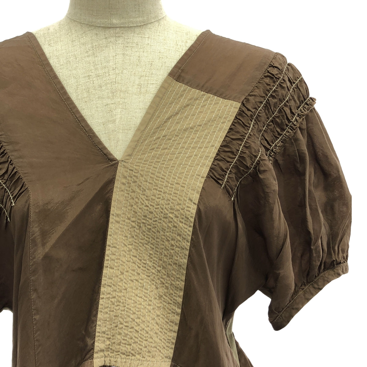 tricot COMME des GARCONS / トリココムデギャルソン | 2008SS | ギャザー パッチワーク Vネックワンピース | M | レディース