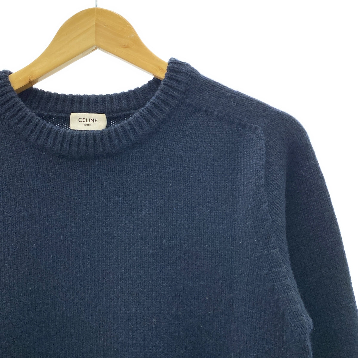 【美品】  CELINE / セリーヌ | カシミヤ クルーネック ニット | XS | ネイビー | レディース