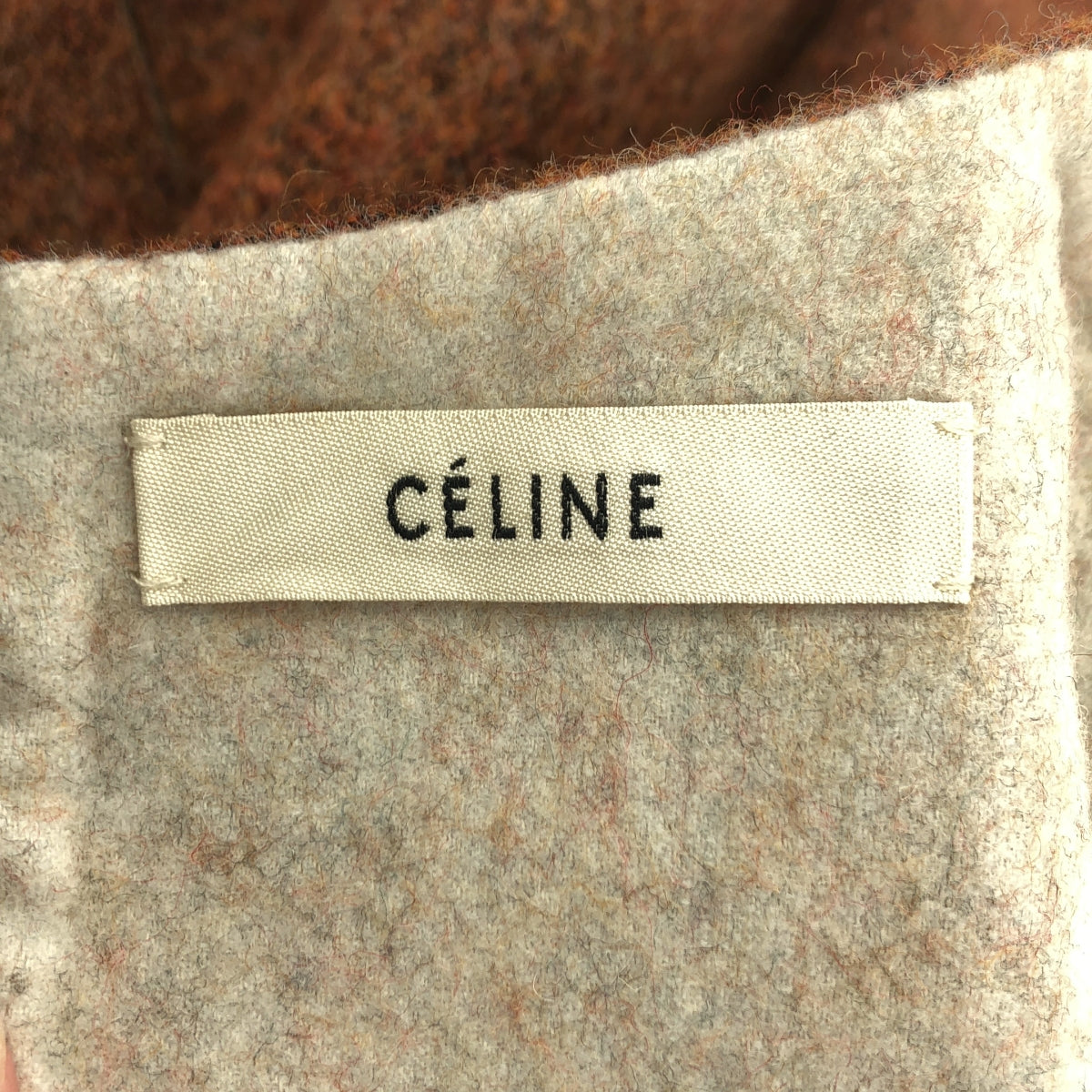 【美品】  CELINE / セリーヌ | 2015AW | フィービー期 ウール カシミヤ 切替 レザーパッチ ワンピース | 38 | ブラウン | レディース
