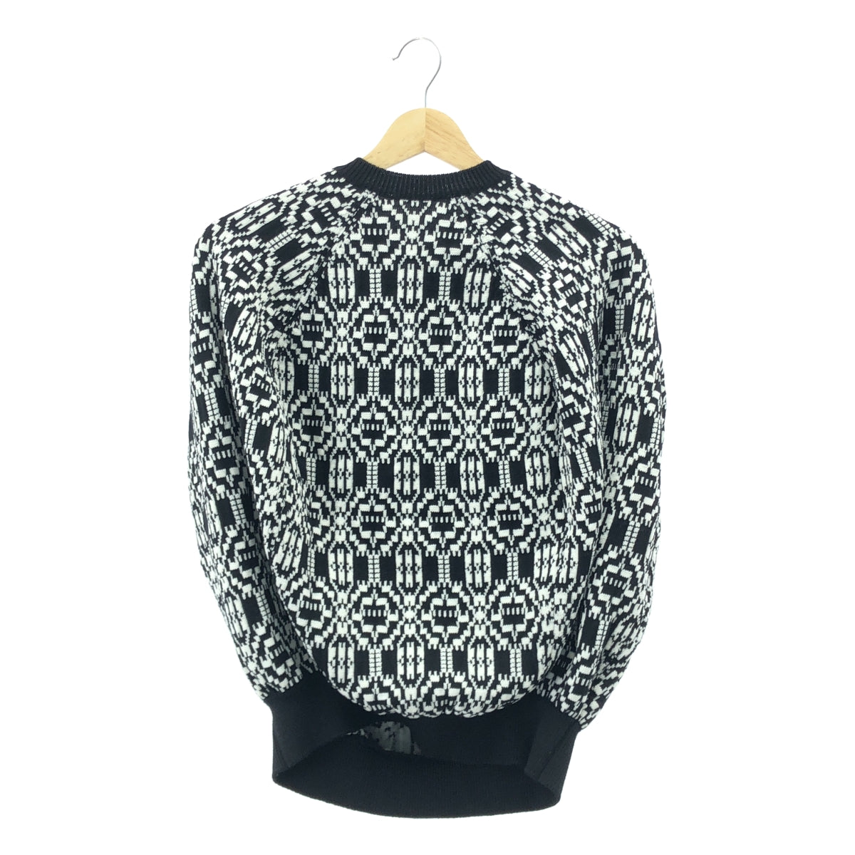 【미품】 COMME des GARCONS / 콤데 갤슨 | 2021AW | 울 폴리 에스테르 총 무늬 변형 민소매 니트 | XS | 블랙 / 화이트 | 여성