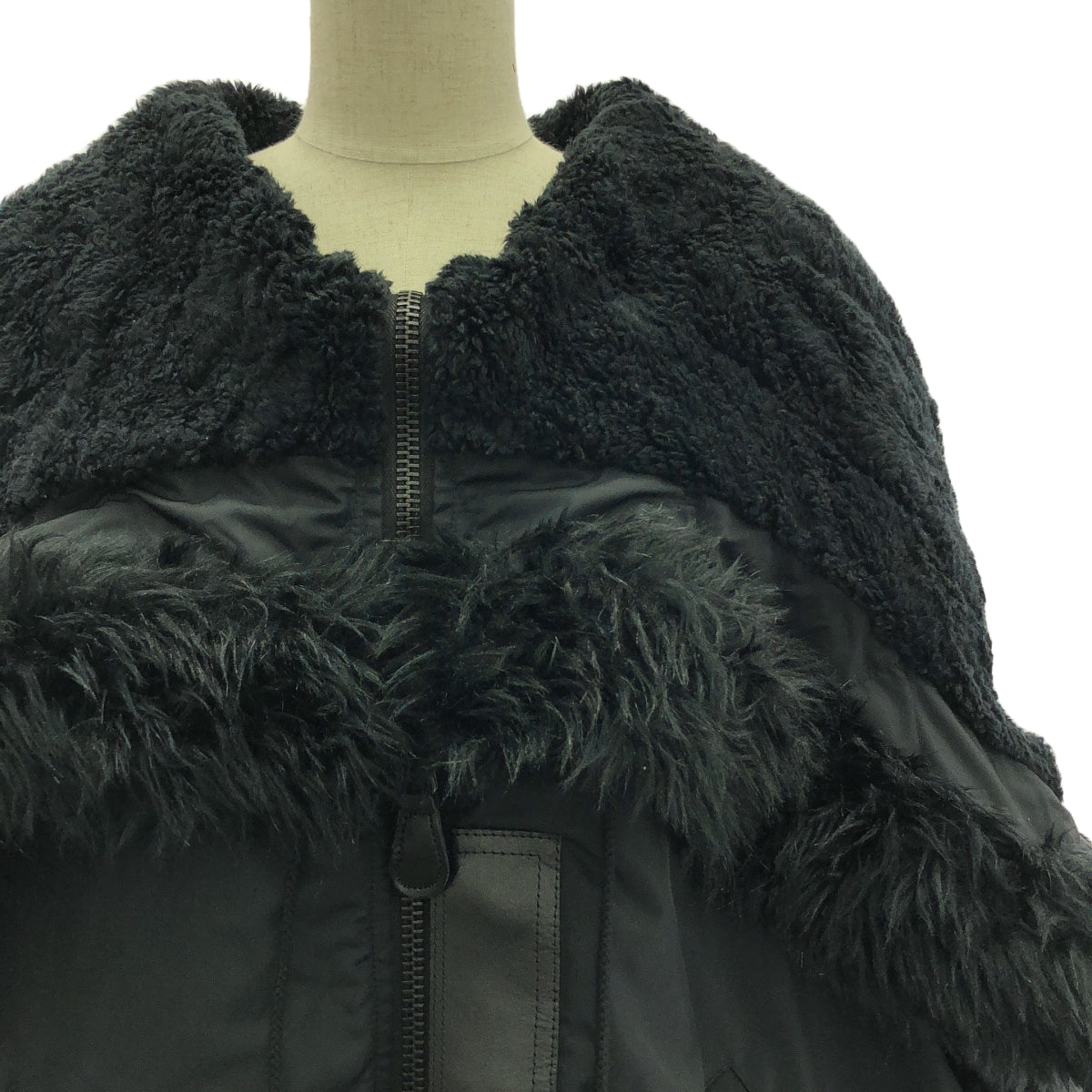 【美品】 JUNYA WATANABE / ジュンヤワタナベ | 2024AW | Fold Down Collar Puffer Jacket / フォールドダウンカラーパファージャケット / キルティング総裏地 | XS | ブラック | レディース