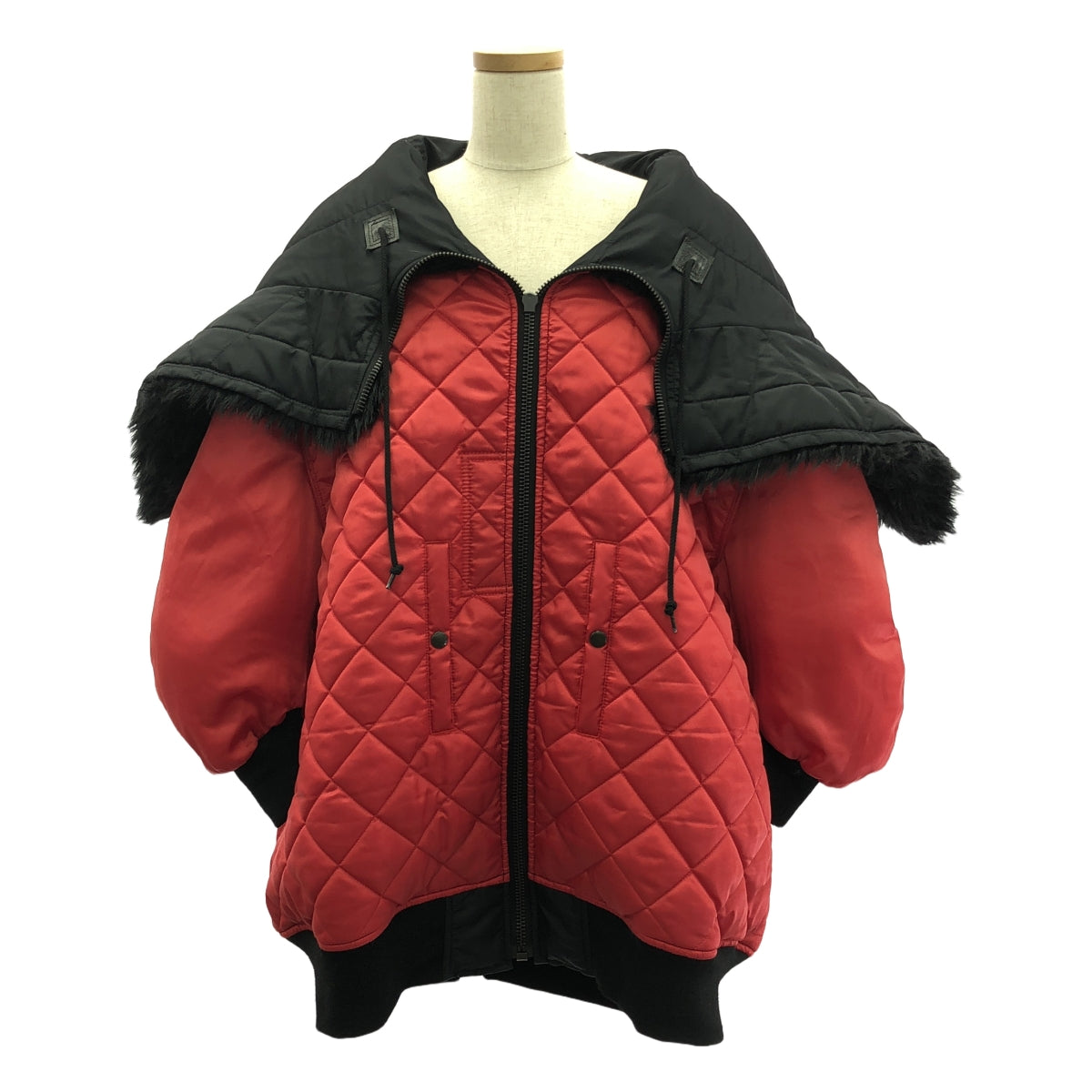 【美品】 JUNYA WATANABE / ジュンヤワタナベ | 2024AW | Fold Down Collar Puffer Jacket / フォールドダウンカラーパファージャケット / キルティング総裏地 | XS | ブラック | レディース