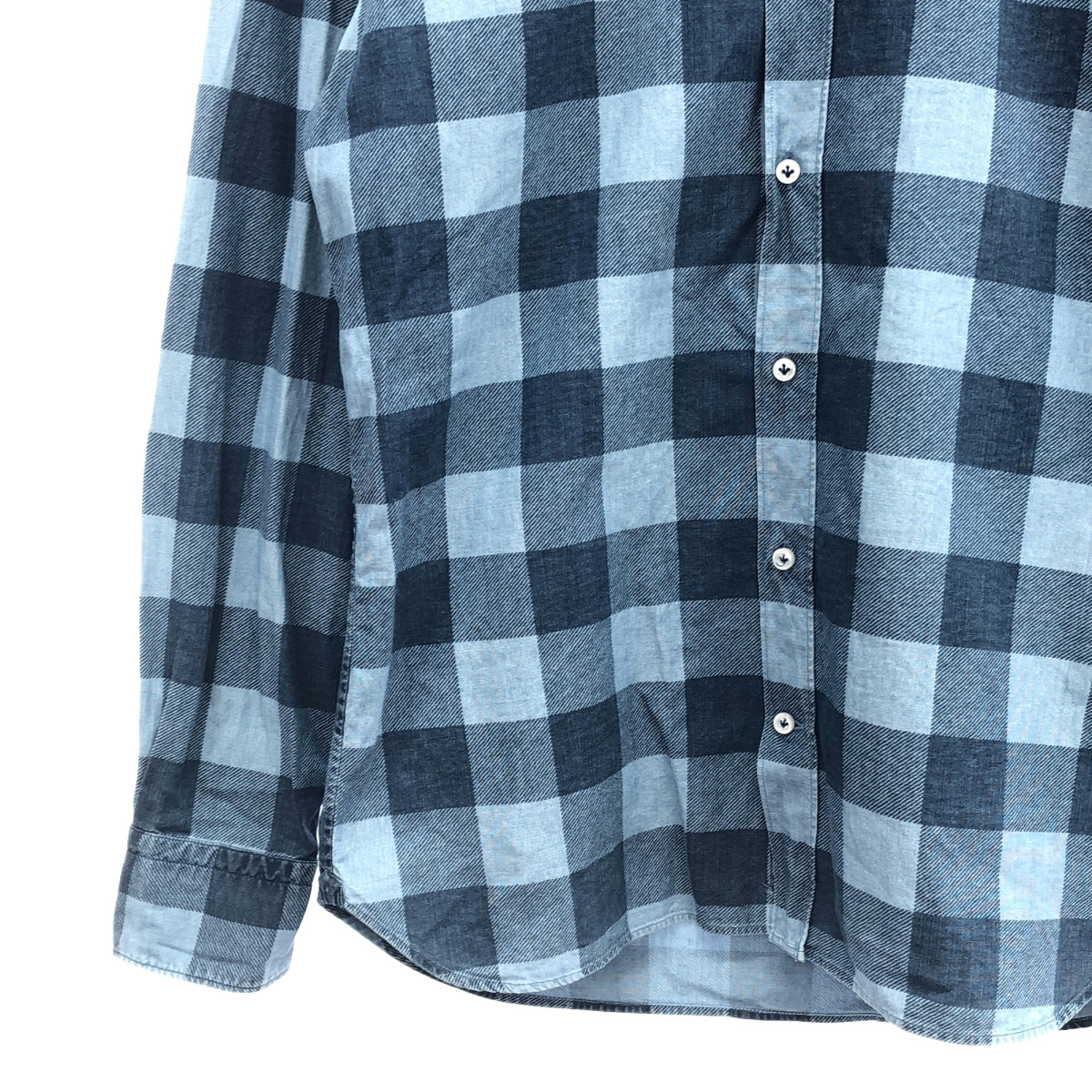 ORIAN / 오리안 | 코튼 체크 셔츠 | S | 블루 | 남성