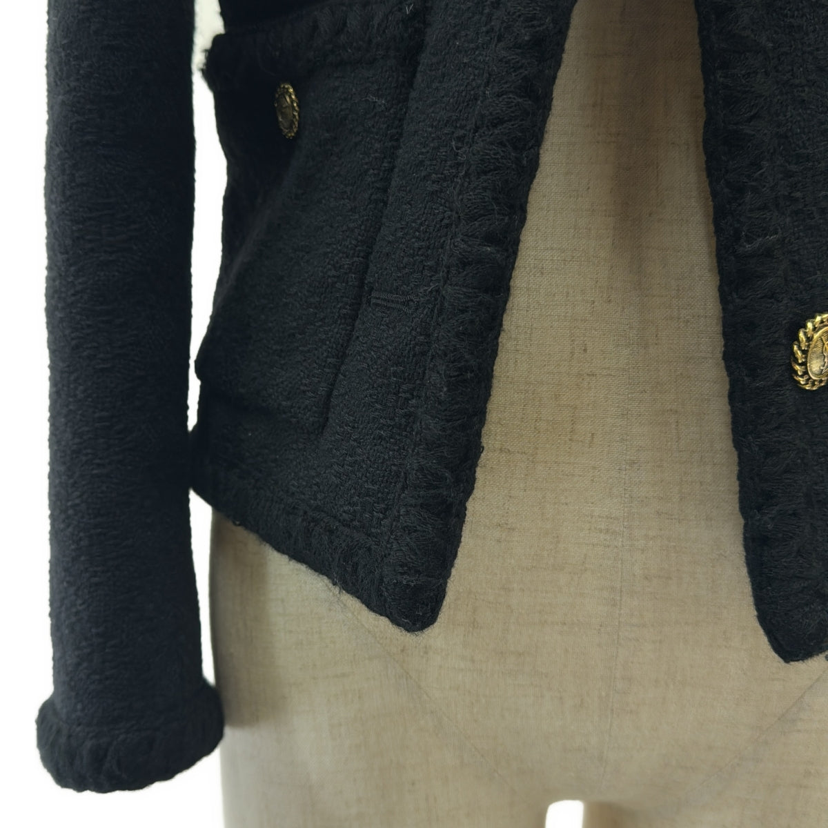 SAINT LAURENT PARIS / サンローランパリ | 2022 | ダイヤモンド エンボス ツイード ショート ジャケット | F36 | ブラック | レディース