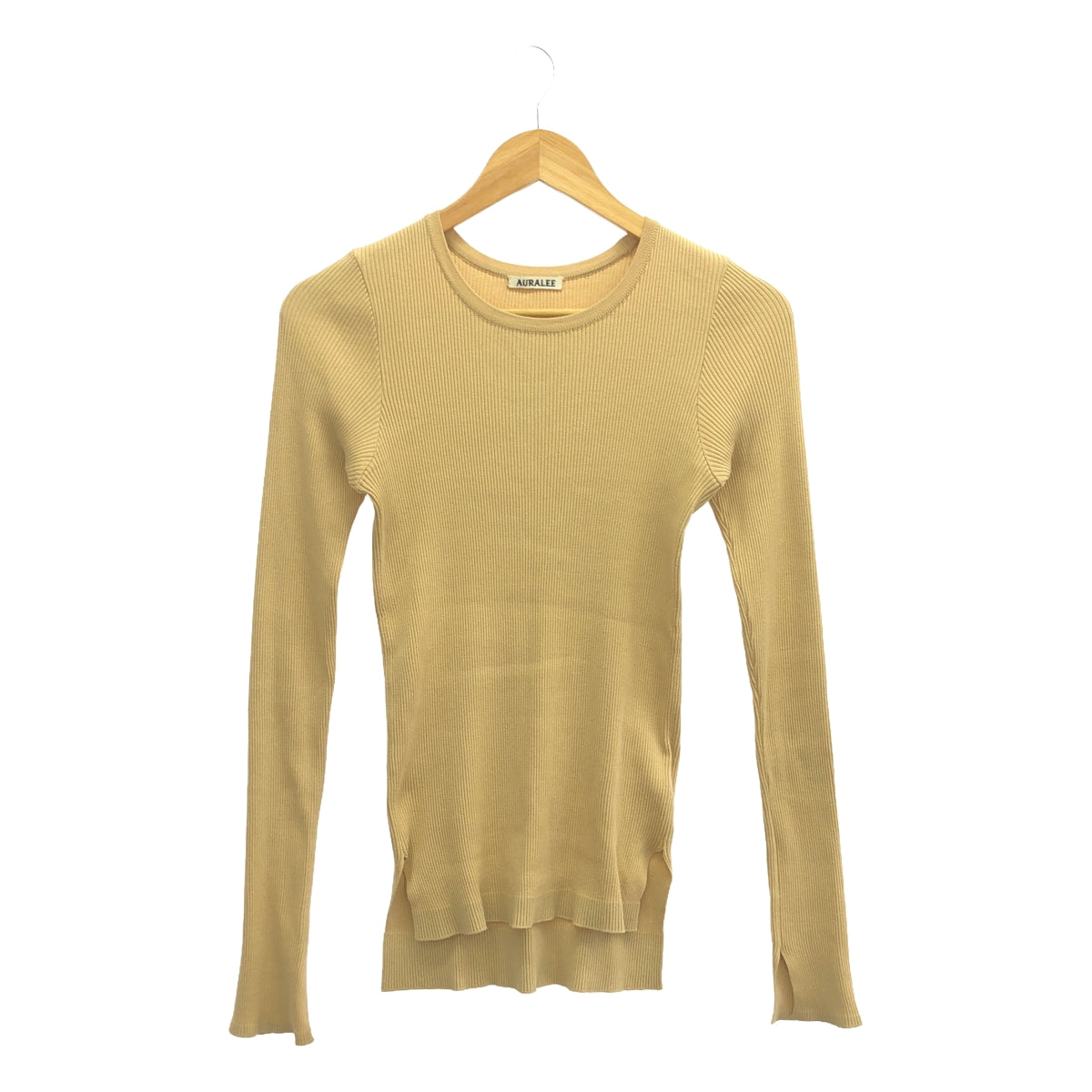 【美品】 AURALEE / オーラリー | 2021AW | GIZA HIGH GAUGE RIB KNIT リブ カットソー | 1 | ベージュ | レディース