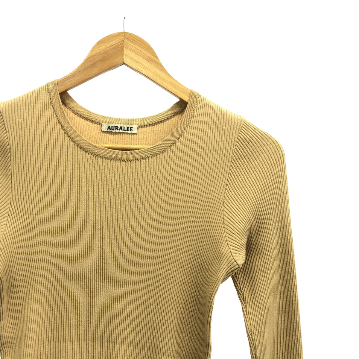 【美品】 AURALEE / オーラリー | 2021AW | GIZA HIGH GAUGE RIB KNIT リブ カットソー | 1 | ベージュ | レディース