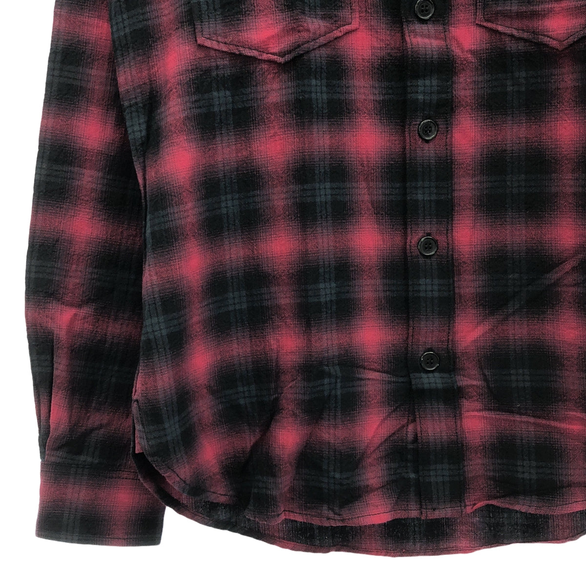 SAINT LAURENT PARIS / サンローランパリ | オンブレ チェック レギュラーカラー シャツ | XS | ボルドー/ブラック | メンズ