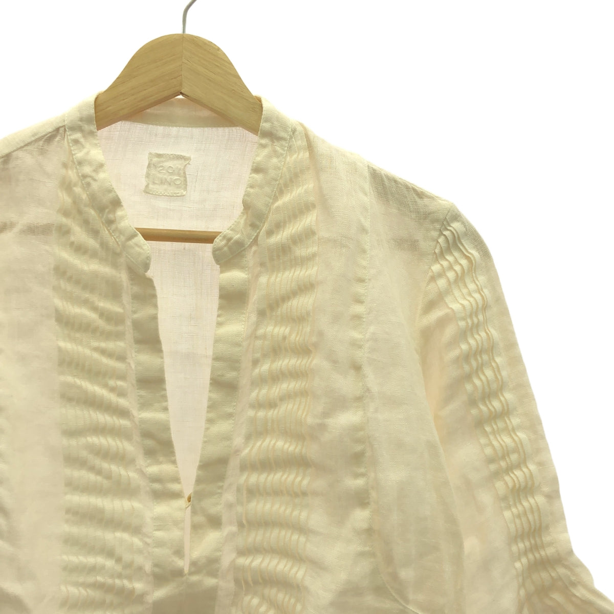 120% lino / 120% lino | Linen pin tuck pleated key neck shirt blouse | 42 | Women's
