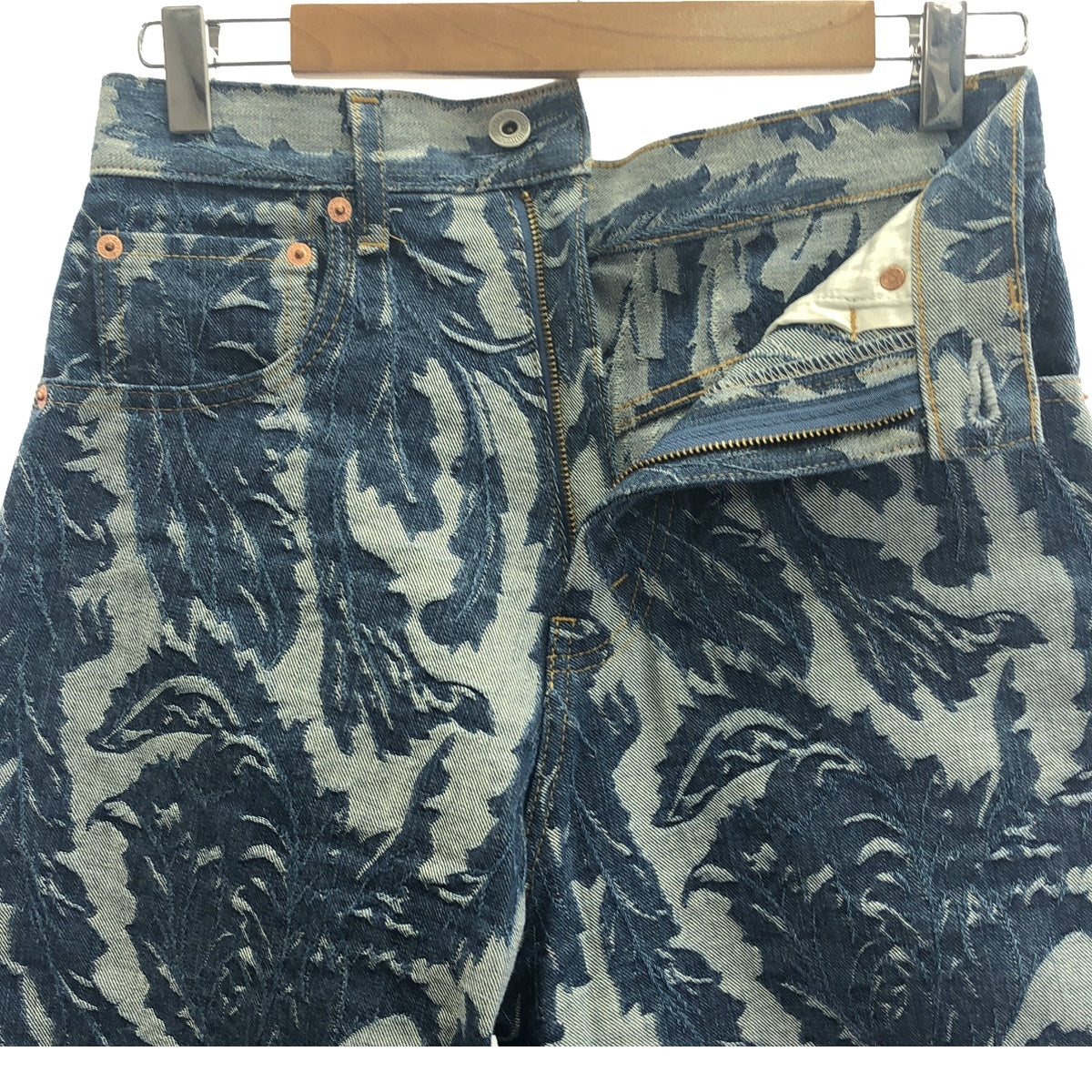 【美品】 JUNYA WATANABE COMME des GARCONS / ジュンヤワタナベ | 2019SS | ジャガード ワイド デニムパンツ | XS | インディゴ | レディース