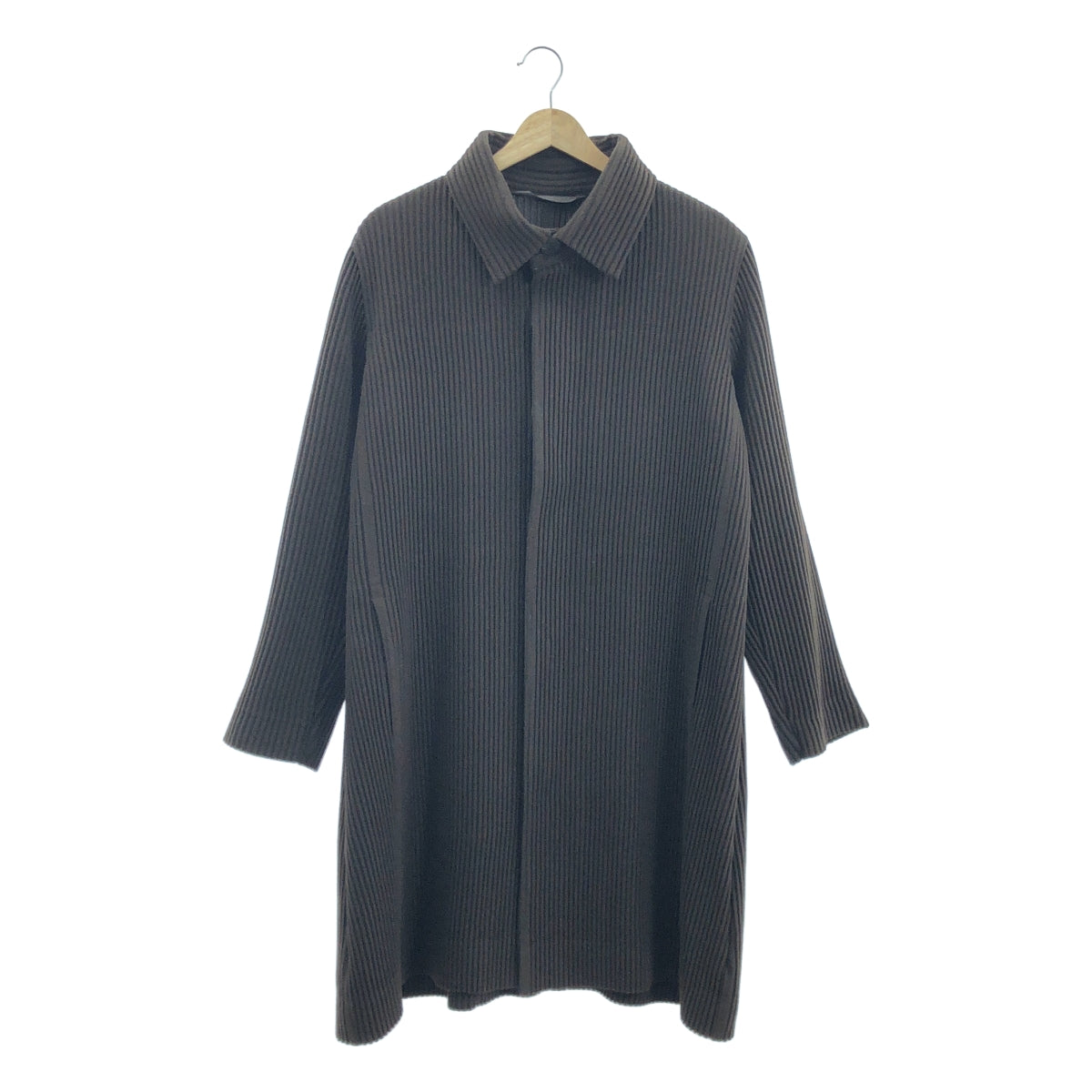 HOMME PLISSE ISSEY MIYAKE / 옴프리세이세이미야케 | 2016AW | 플리츠 스텐 컬러 코트 | 1 | 브라운 |