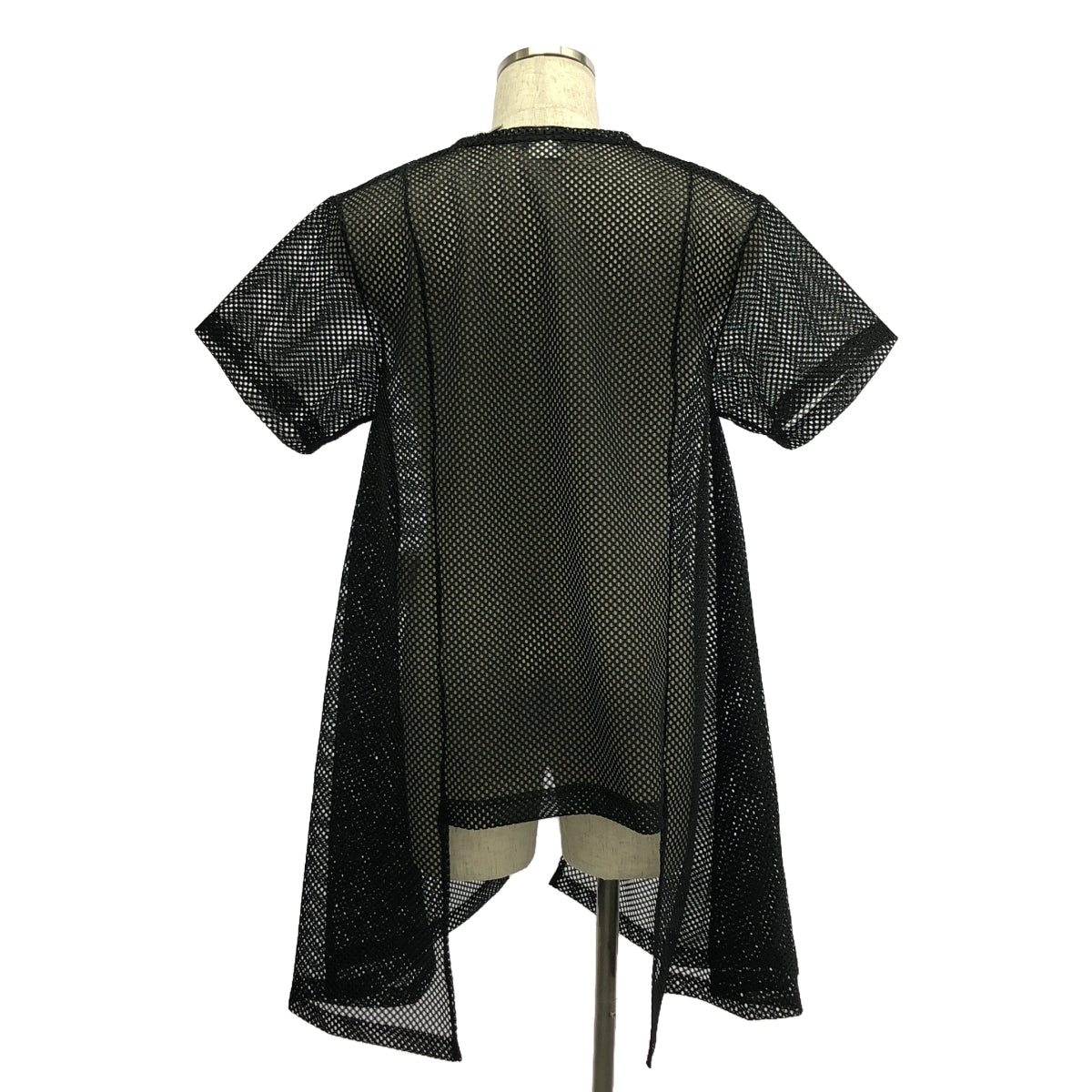 【美品】 COMME des GARCONS HOMME PLUS / コムデギャルソンオムプリュス | 2024SS | ポリエステル 変形 メッシュ ロング プルオーバー トップス | M | ブラック | メンズ