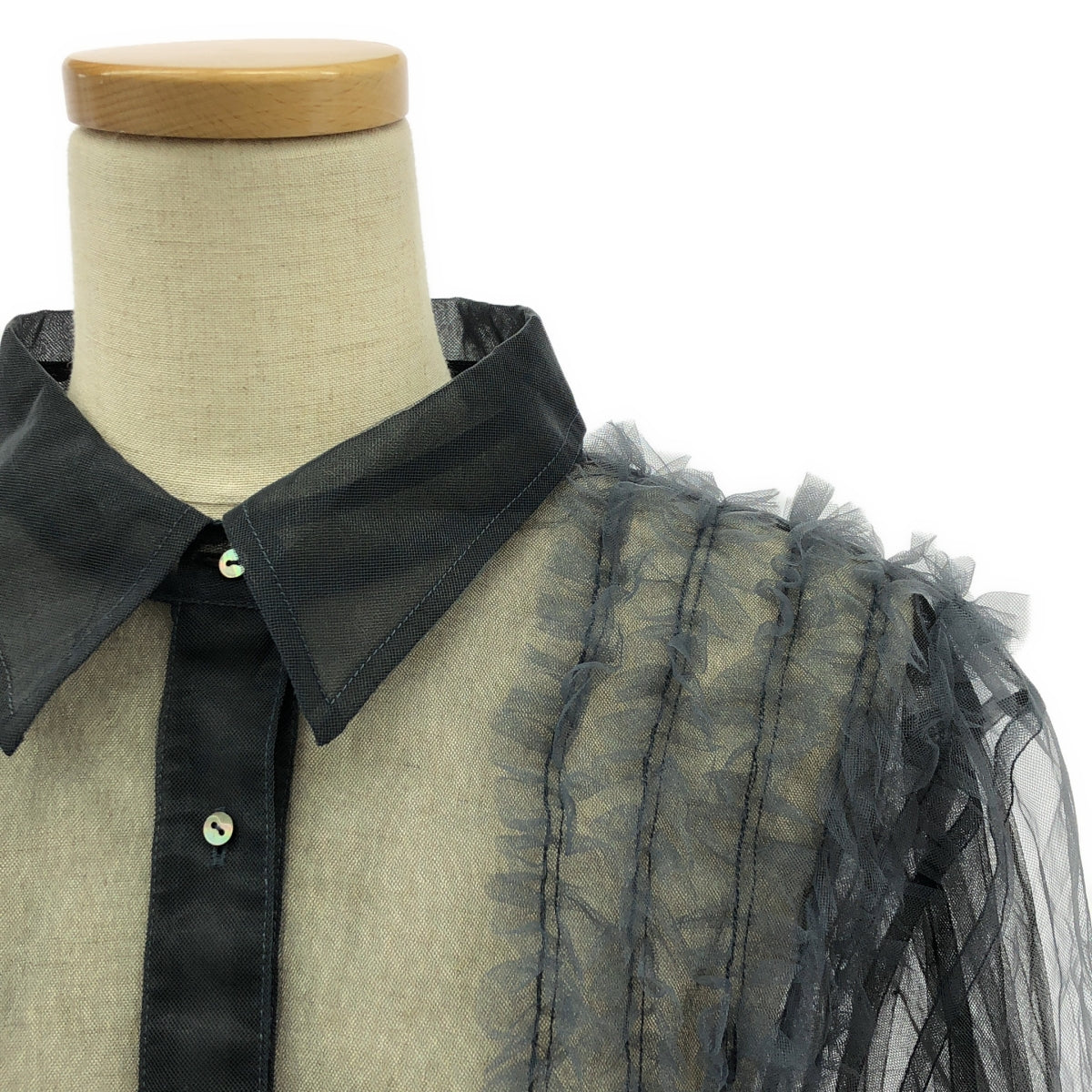 PRANK PROJECT / プランクプロジェクト | Ruffled Tulle Short Shirt チュールシャツ | グレー | レディース