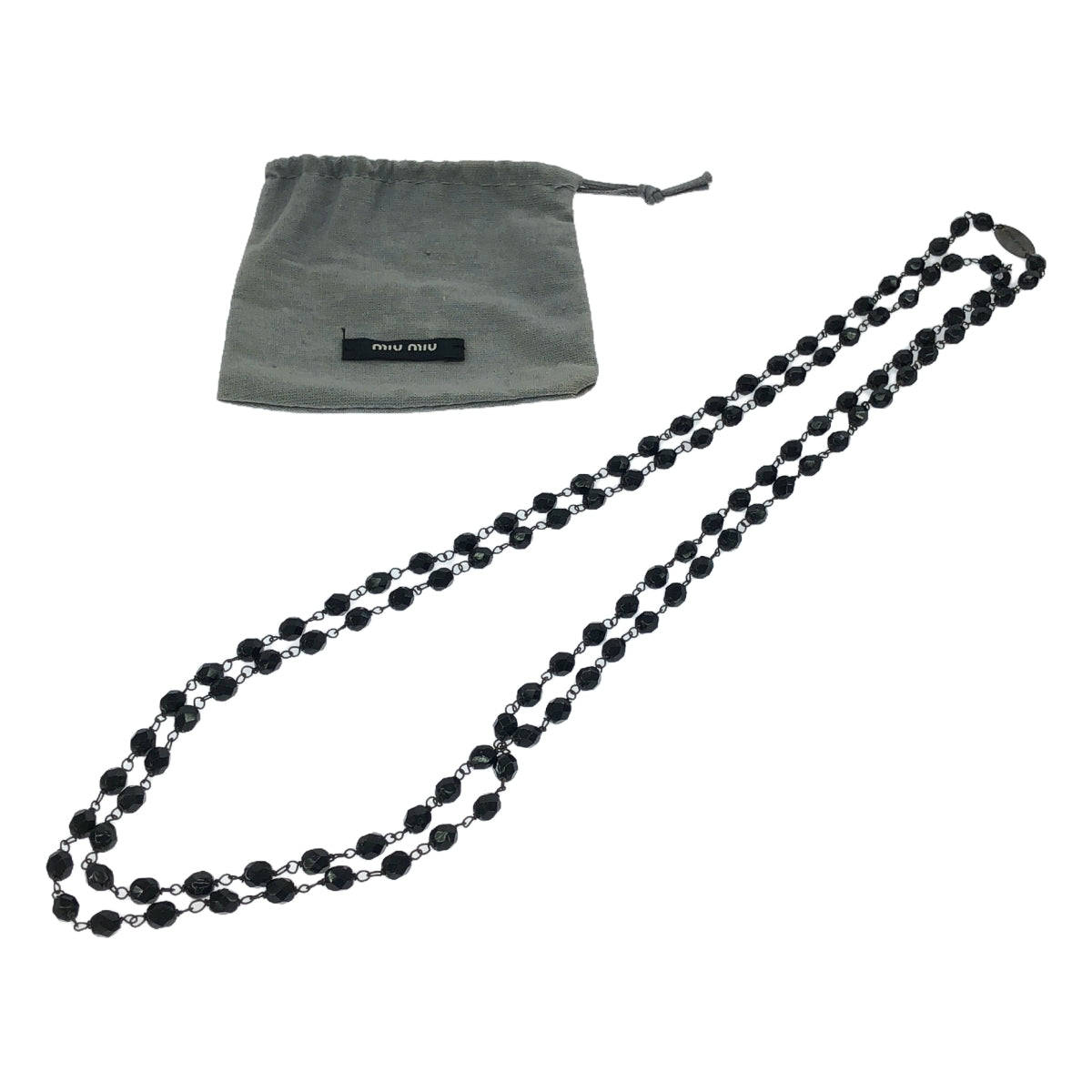miu miu / 뮤 뮤 | BLACK STONE NECKLACE / 블랙 스톤 롱 목걸이 |
