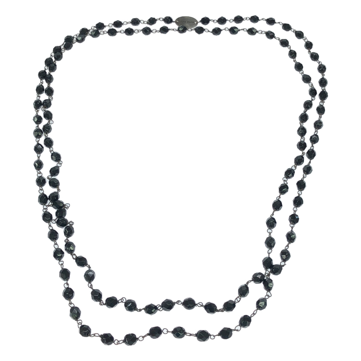 miu miu / 뮤 뮤 | BLACK STONE NECKLACE / 블랙 스톤 롱 목걸이 |