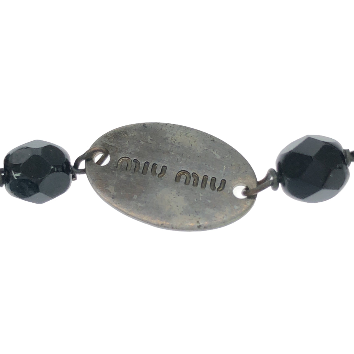 miu miu / 뮤 뮤 | BLACK STONE NECKLACE / 블랙 스톤 롱 목걸이 |