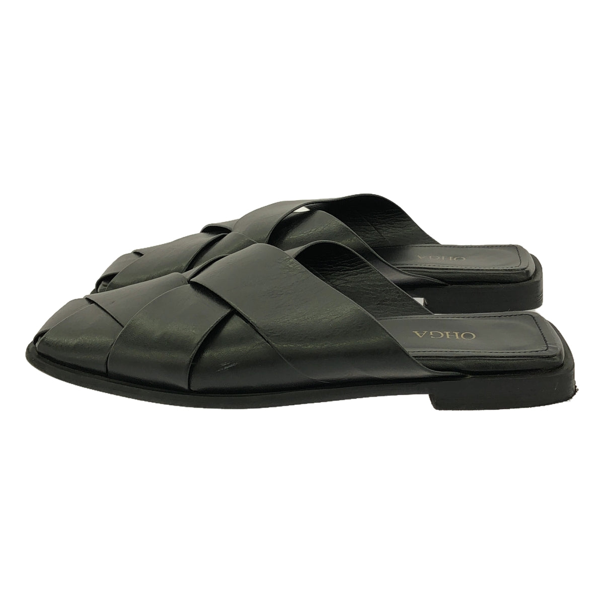 OHGA | Cross flat sandals | Black | Women's