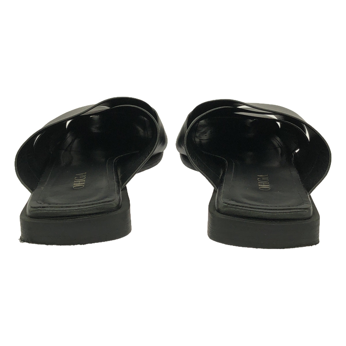 OHGA | Cross flat sandals | Black | Women's