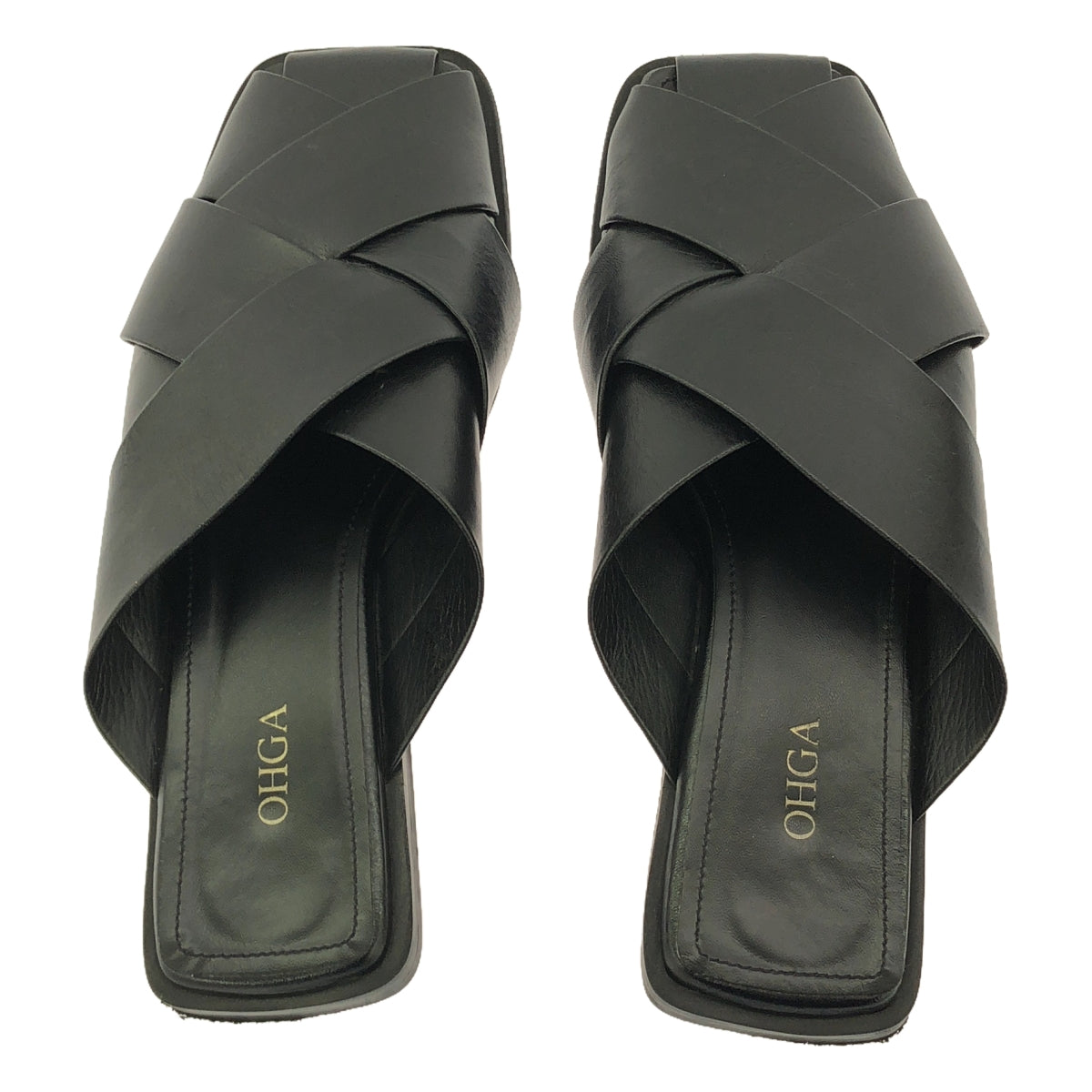 OHGA | Cross flat sandals | Black | Women's