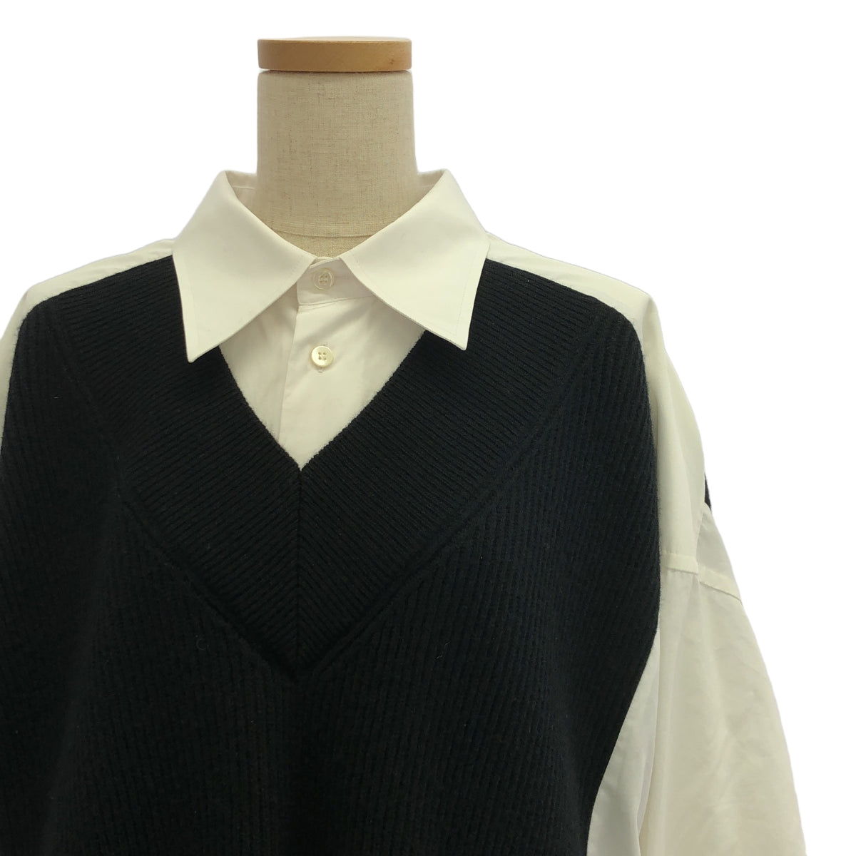 Maison Margiela / メゾンマルジェラ | 2023SS | ドッキングニット オーバーサイズ シャツ ワンピース | XS | レディース