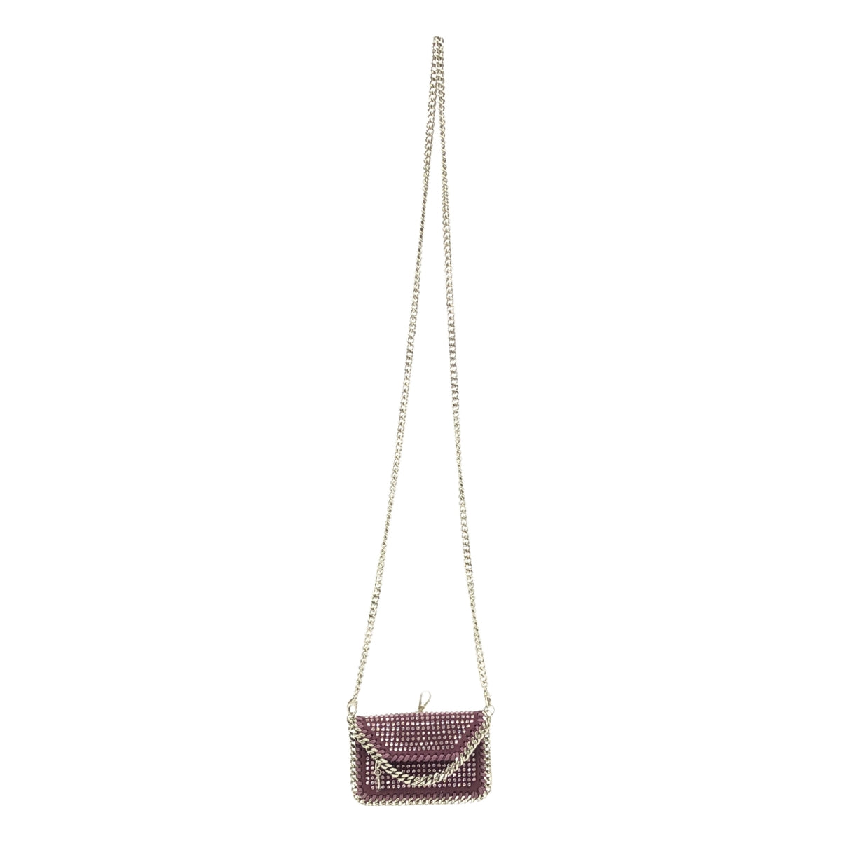 【美品】 STELLA McCARTNEY / ステラマッカートニー | Eco All Over Crystal Card Holder / レザー 装飾 チェーンショルダー カードケース ミニポーチ バッグ | LIGHT AMETHYST | レディース