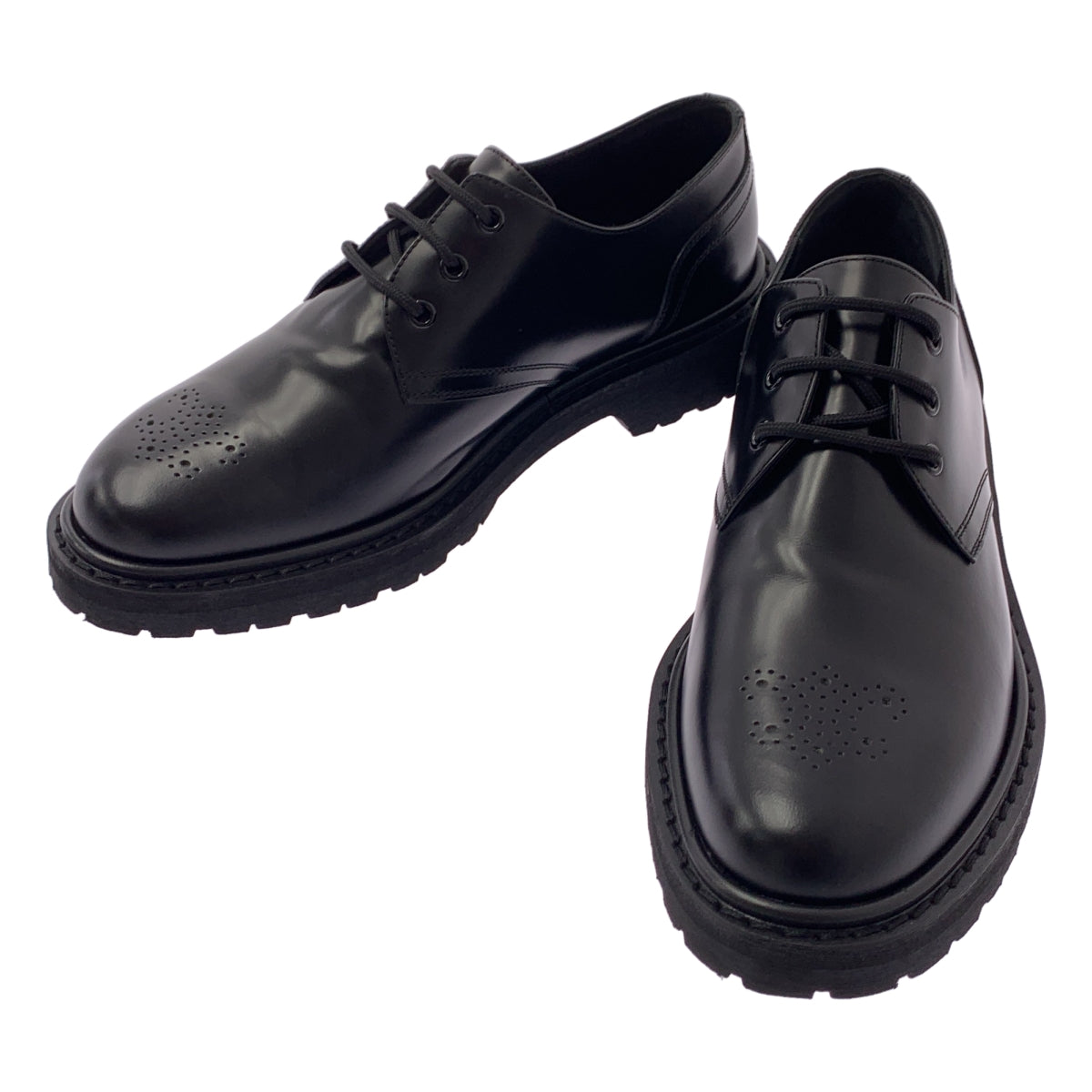 【美品】  CELINE / セリーヌ | トリオンフ パンチング レンジャー レザー ダービー ドレスシューズ 革靴 | 42 | ブラック | メンズ