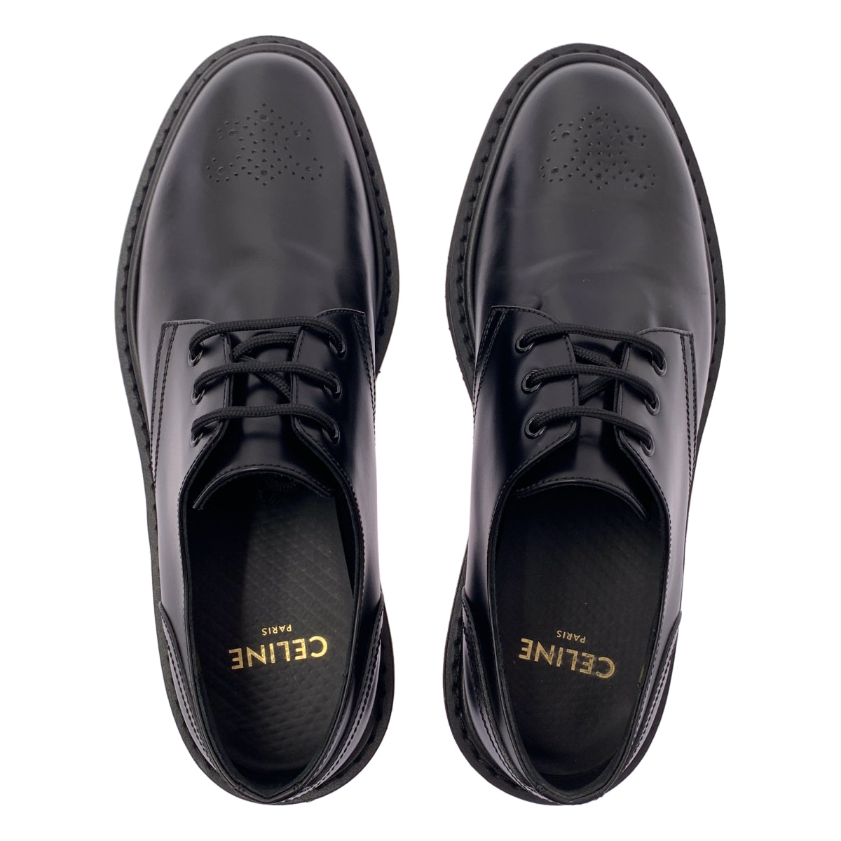 【美品】  CELINE / セリーヌ | トリオンフ パンチング レンジャー レザー ダービー ドレスシューズ 革靴 | 42 | ブラック | メンズ