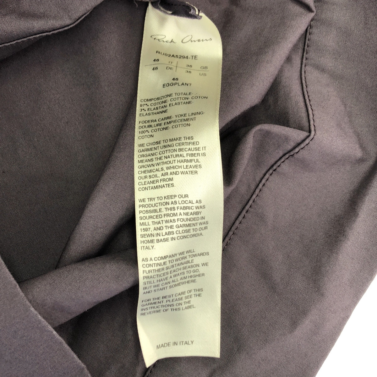 Rick Owens / リックオウエンス | 2021FW | MAGNUM LARRY SHIRT スナップシャツ | 46 | パープル | メンズ