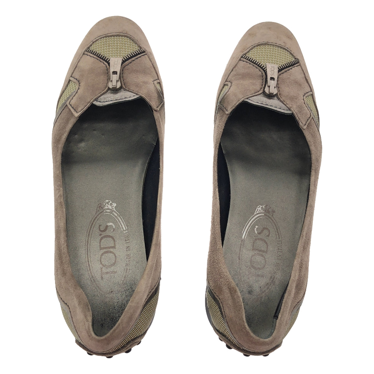 TOD'S / トッズ | スエードレザー 異素材切替 センタージップ ドライビングシューズ | 35 1/2 | グレー | レディース