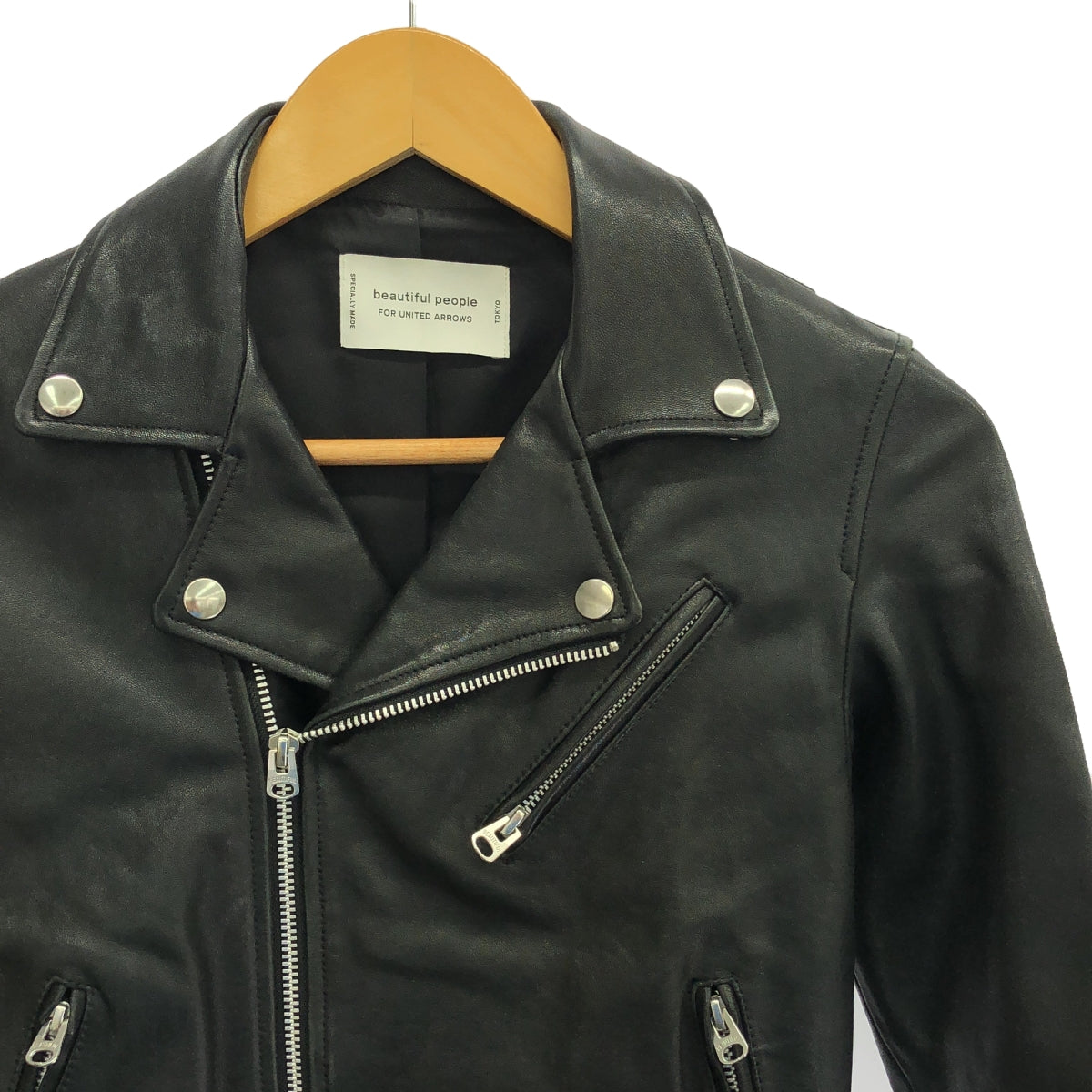 beautiful people / ビューティフルピープル | UNITED ARROWS 別注 ダブル ライダース ジャケット | 150 | ブラック | レディース