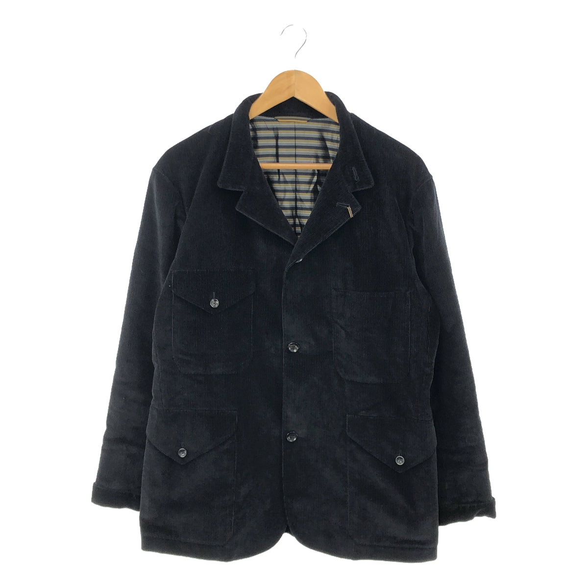 【美品】 ORBIUM / オルビウム | 4-A TROPICAL OFFICER JACKET コーデュロイ トロピカル オフィサージャケット | 48 | ブラック | メンズ