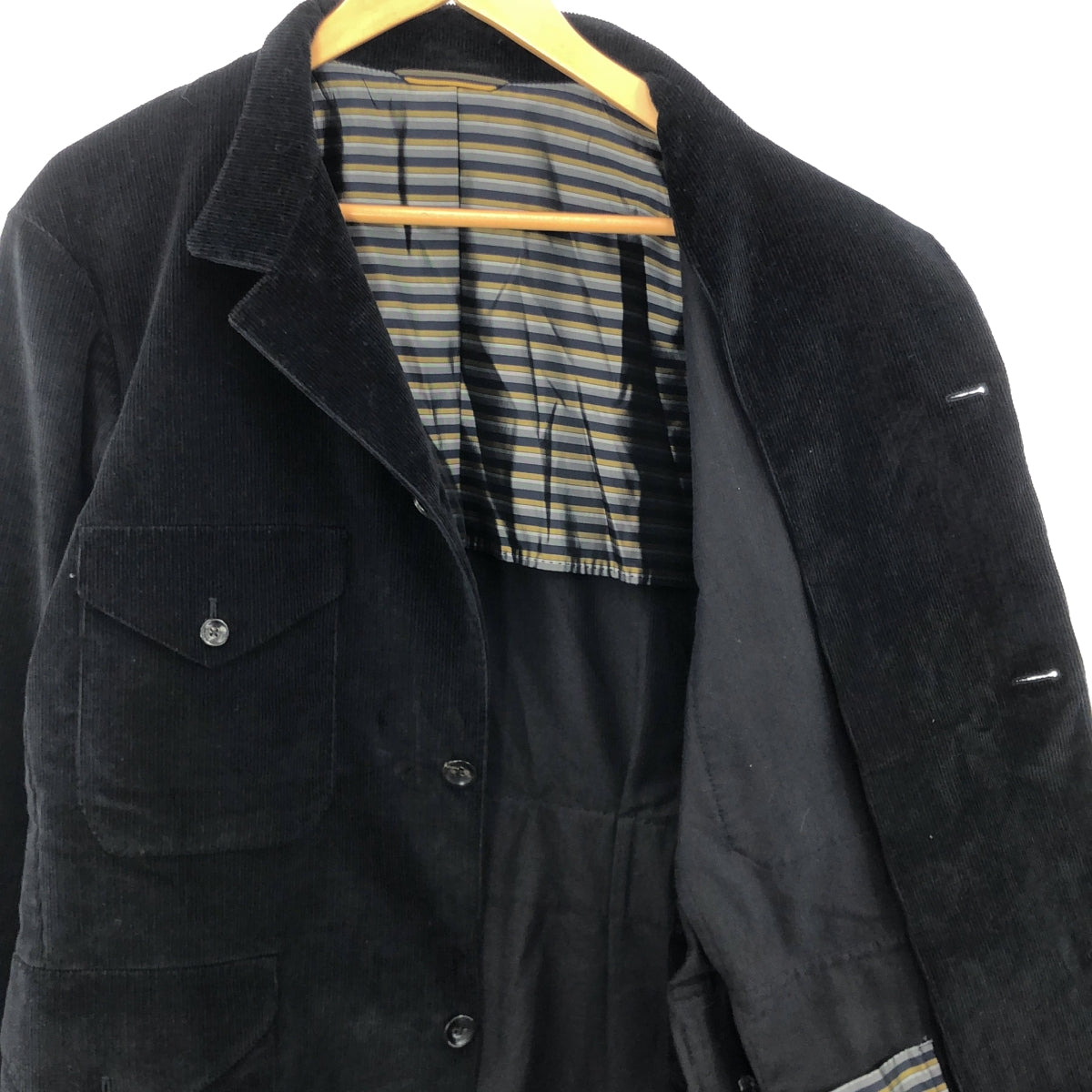 【美品】 ORBIUM / オルビウム | 4-A TROPICAL OFFICER JACKET コーデュロイ トロピカル オフィサージャケット | 48 | ブラック | メンズ