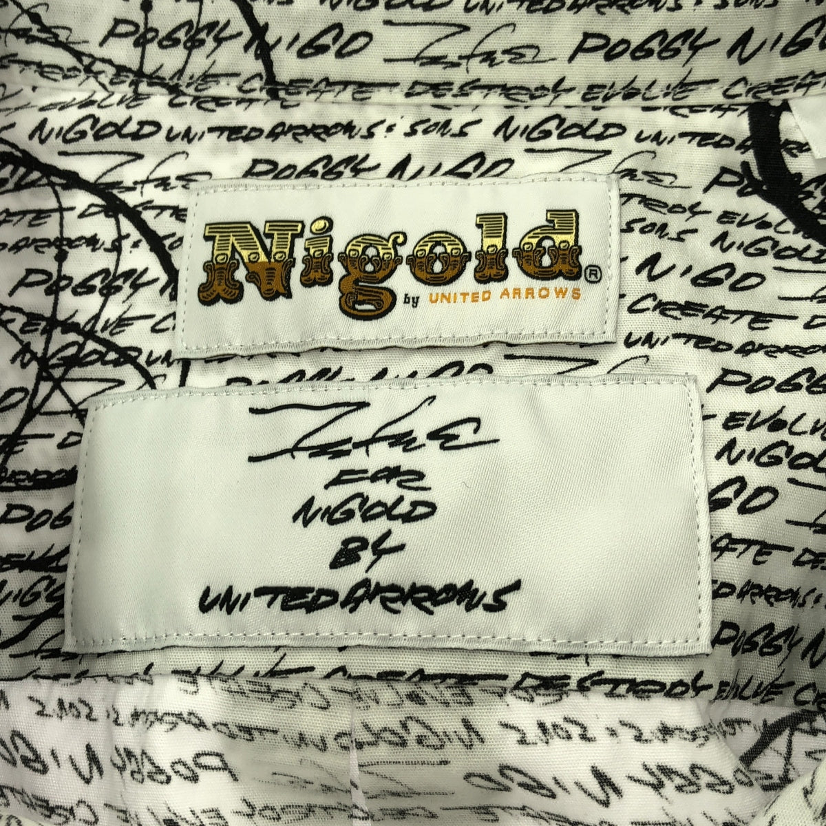NIGOLD by UNITED ARROWS / ニゴールド バイ ユナイテッドアローズ | ×FUTURA BRD BD SHIRT フューチュラ アトミック柄 シャツ | S | ホワイト / ブラック | メンズ