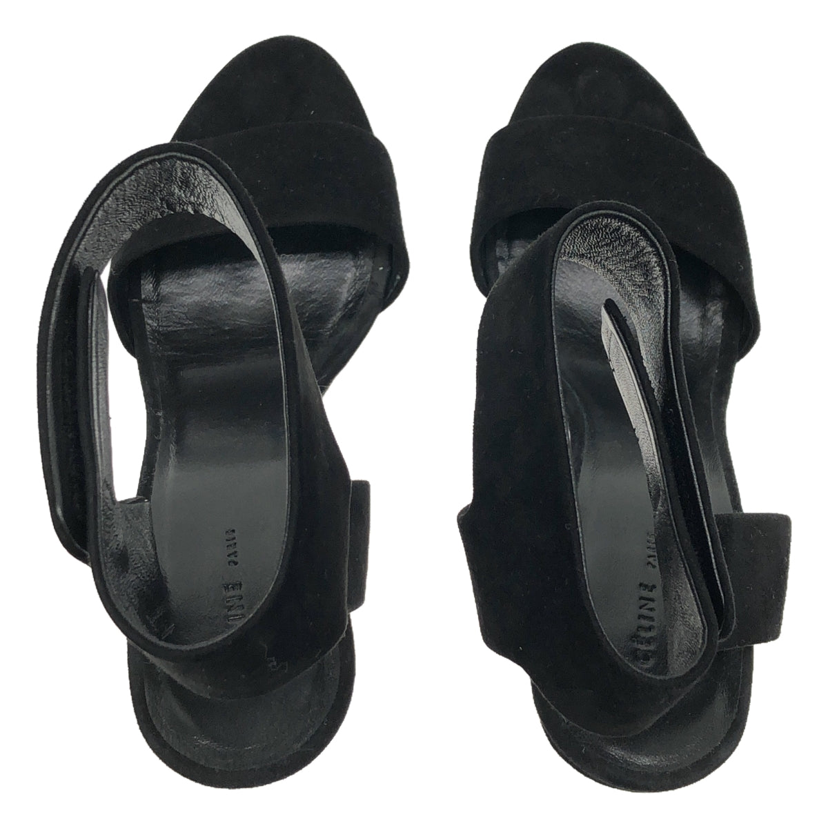 CELINE / セリーヌ | フィービー期 スエード レザー ストラップ サンダル | 36 1/2 | ブラック | レディース