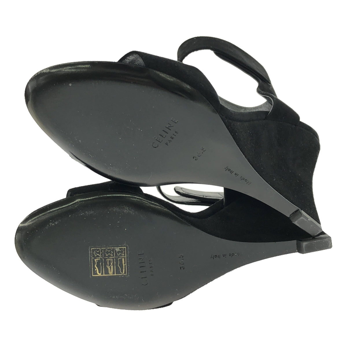 CELINE / セリーヌ | フィービー期 スエード レザー ストラップ サンダル | 36 1/2 | ブラック | レディース