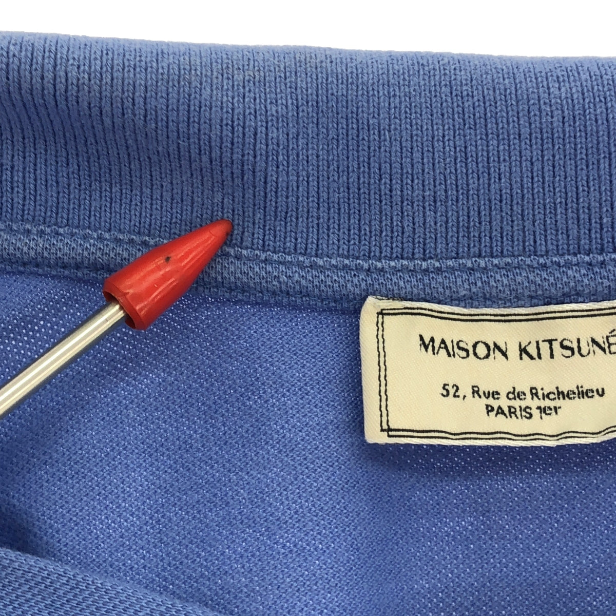 MAISON KITSUNE / 메종 여우 | 폭스 로고 패치 전환 사슴 아이 반팔 폴로 셔츠 | M | 네이비 | 남성