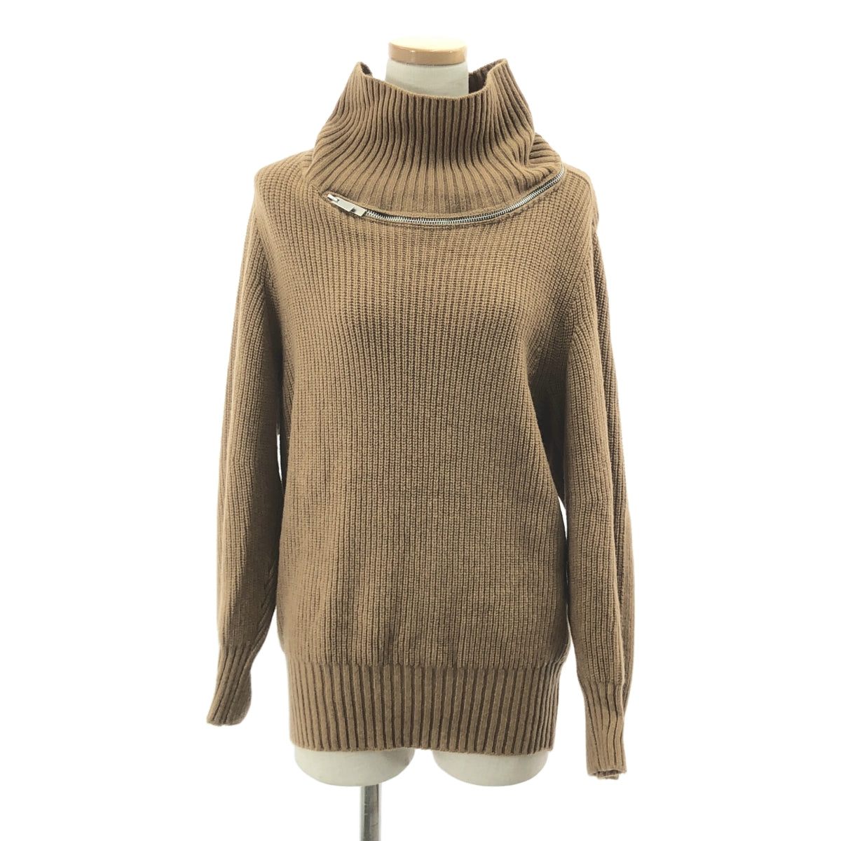 sacai / 사카이 | 2023AW | high neck zip knit / 지퍼 하이넥 니트 스웨터 | 1 | 브라운 | 여성