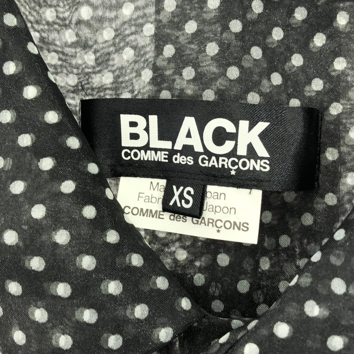 BLACK COMME des GARCONS / 블랙콤 데 갤슨 | 2009SS | Polka Dot Pattern Frills Short Sleeve Blouse / 폴리에스테르 폴카도트 프릴 장식 시어 셔츠 블라우스 | XS |