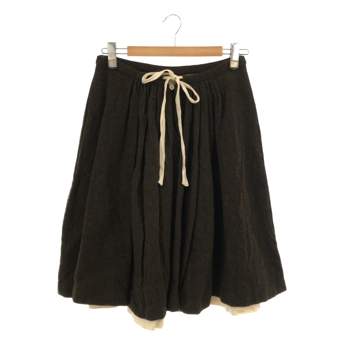 TOUJOURS | Wool double-face layered long skirt | Olive | Women's