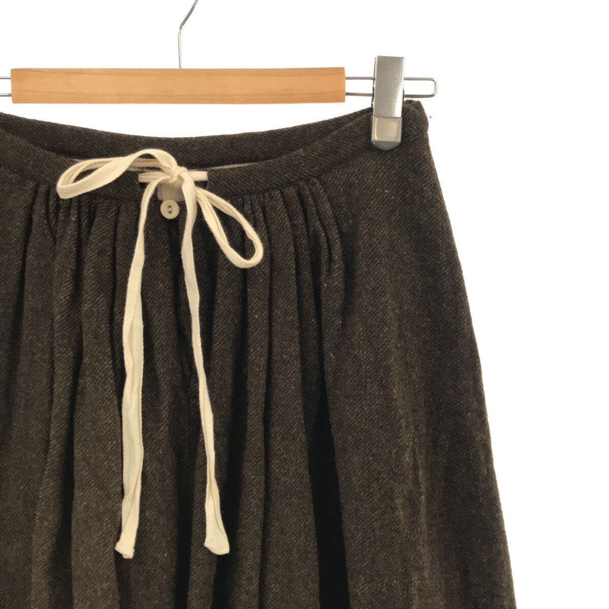 TOUJOURS | Wool double-face layered long skirt | Olive | Women's