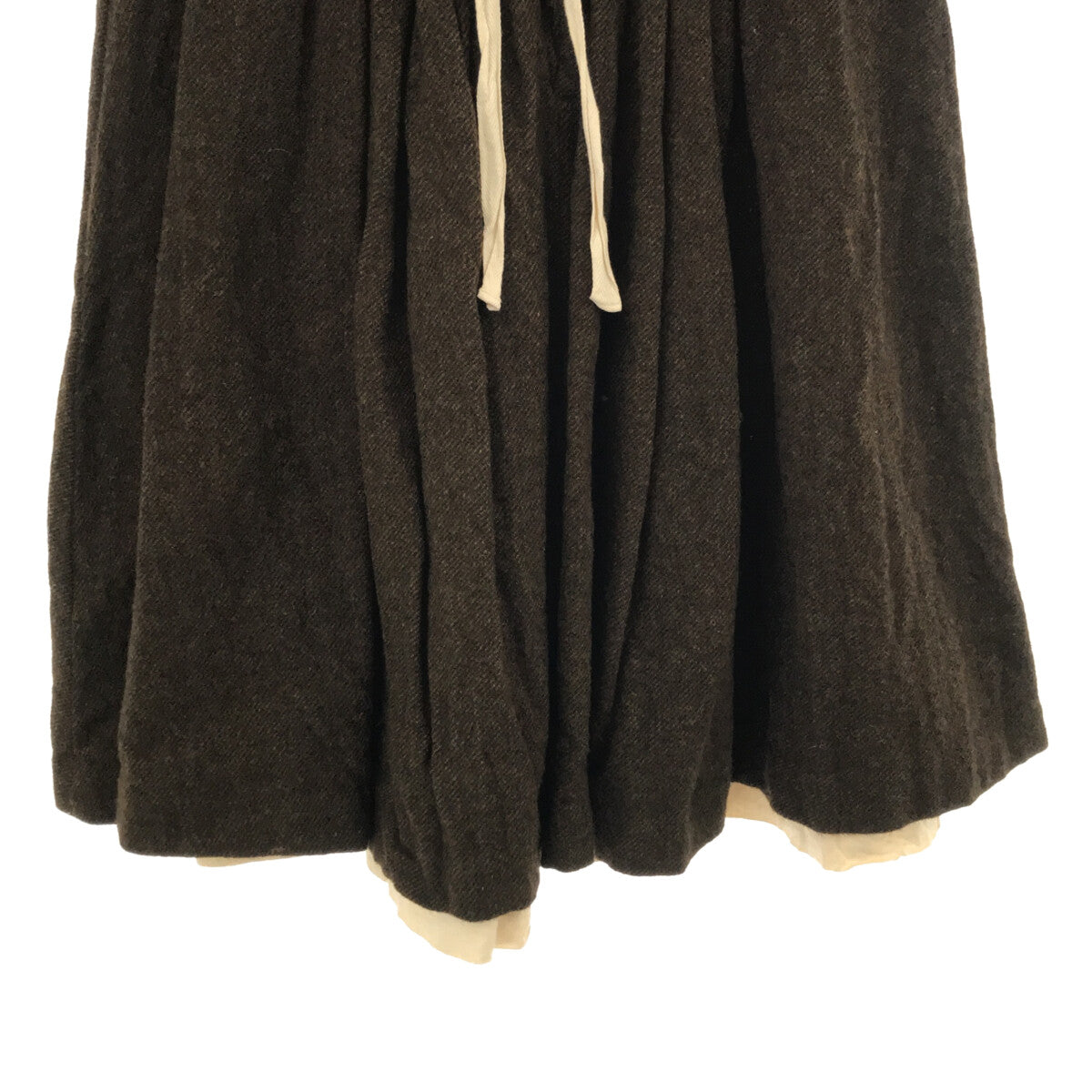 TOUJOURS | Wool double-face layered long skirt | Olive | Women's
