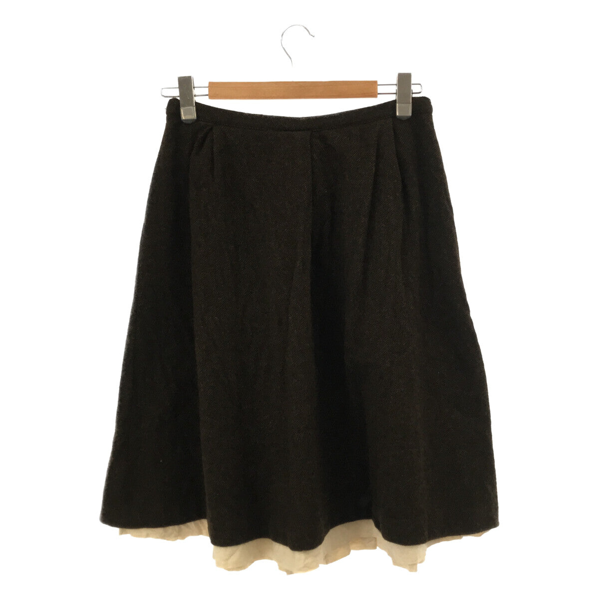 TOUJOURS | Wool double-face layered long skirt | Olive | Women's