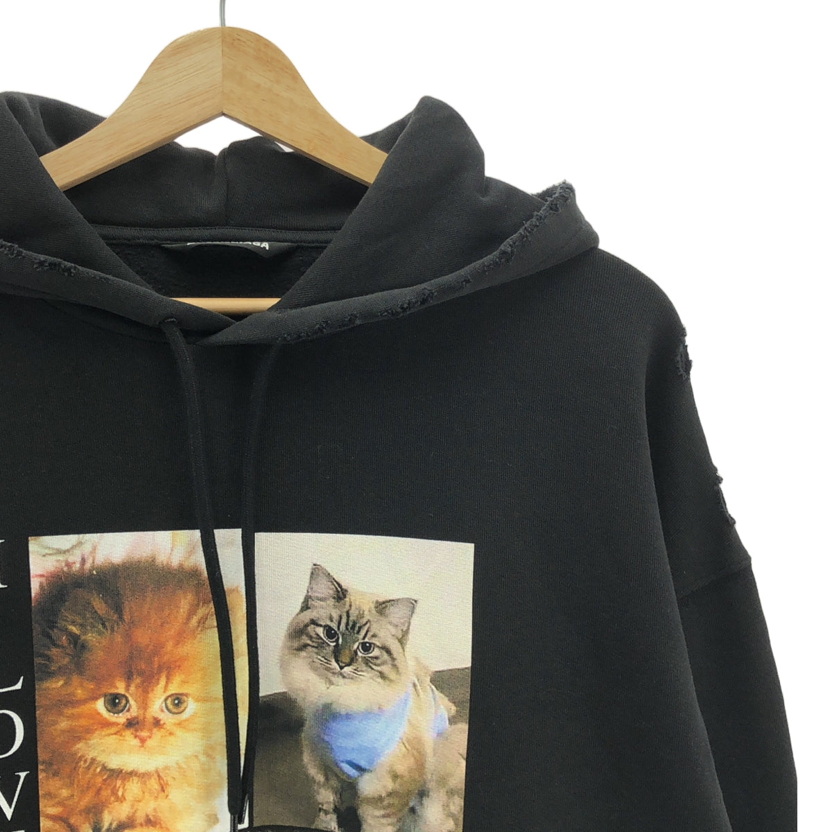 BALENCIAGA / バレンシアガ | I LOVE CAT MEDIUM FIT HOODIE / ダメージ加工 キャット プリント スウェット フーディ | XS | メンズ