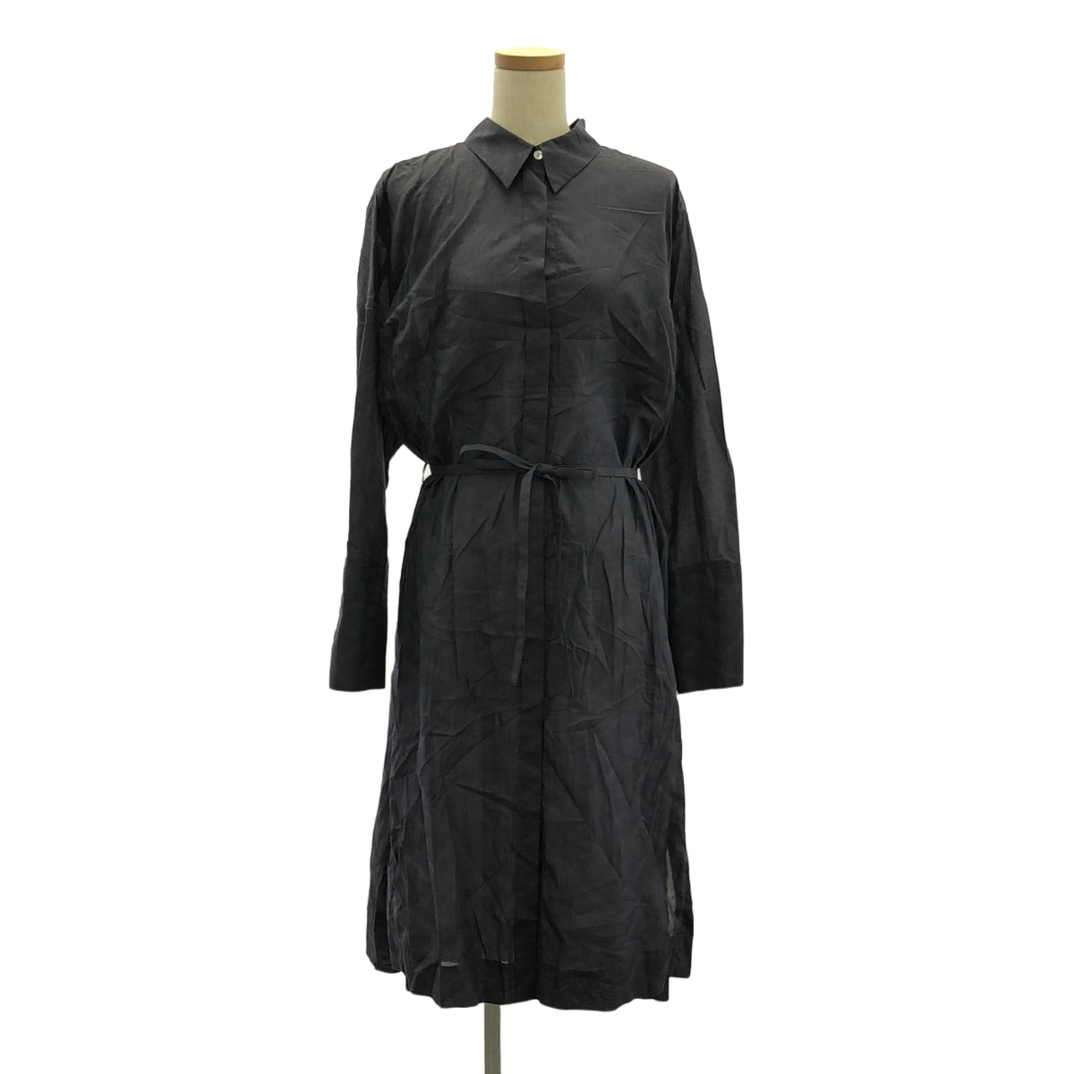 【美品】  hatsutoki / ハツトキ | タイダイ ベルテッド シャツ ワンピース | 0 | ダークネイビー系 | レディース