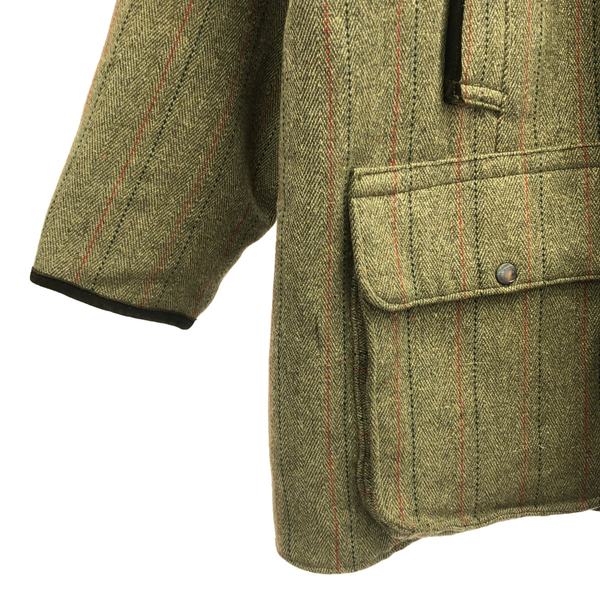 VINTAGE / Vintage clothing | Wathen Gardiner / Leather-trimmed tweed overcoat / Fully quilted lining | XL | Khaki | Men's