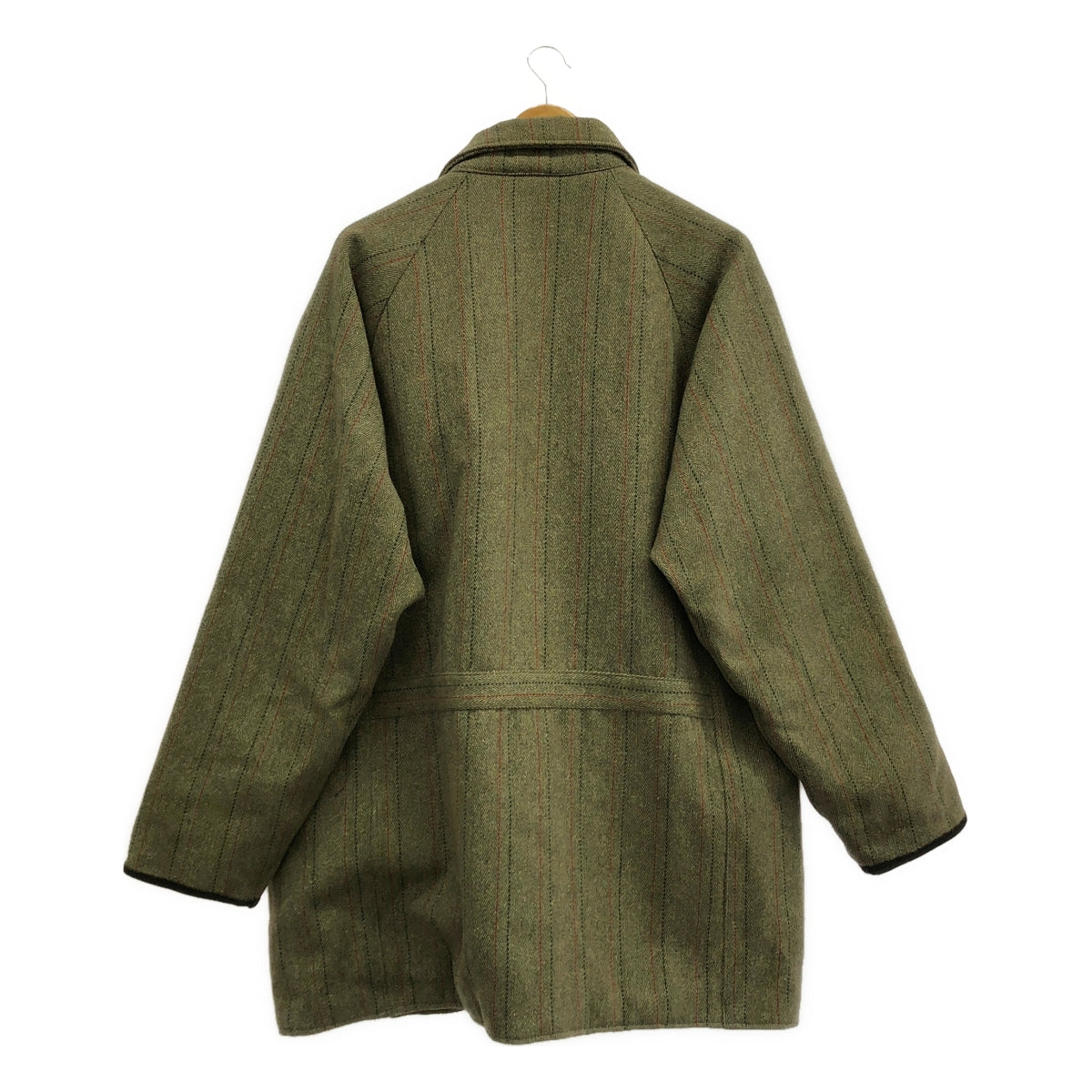 VINTAGE / Vintage clothing | Wathen Gardiner / Leather-trimmed tweed overcoat / Fully quilted lining | XL | Khaki | Men's